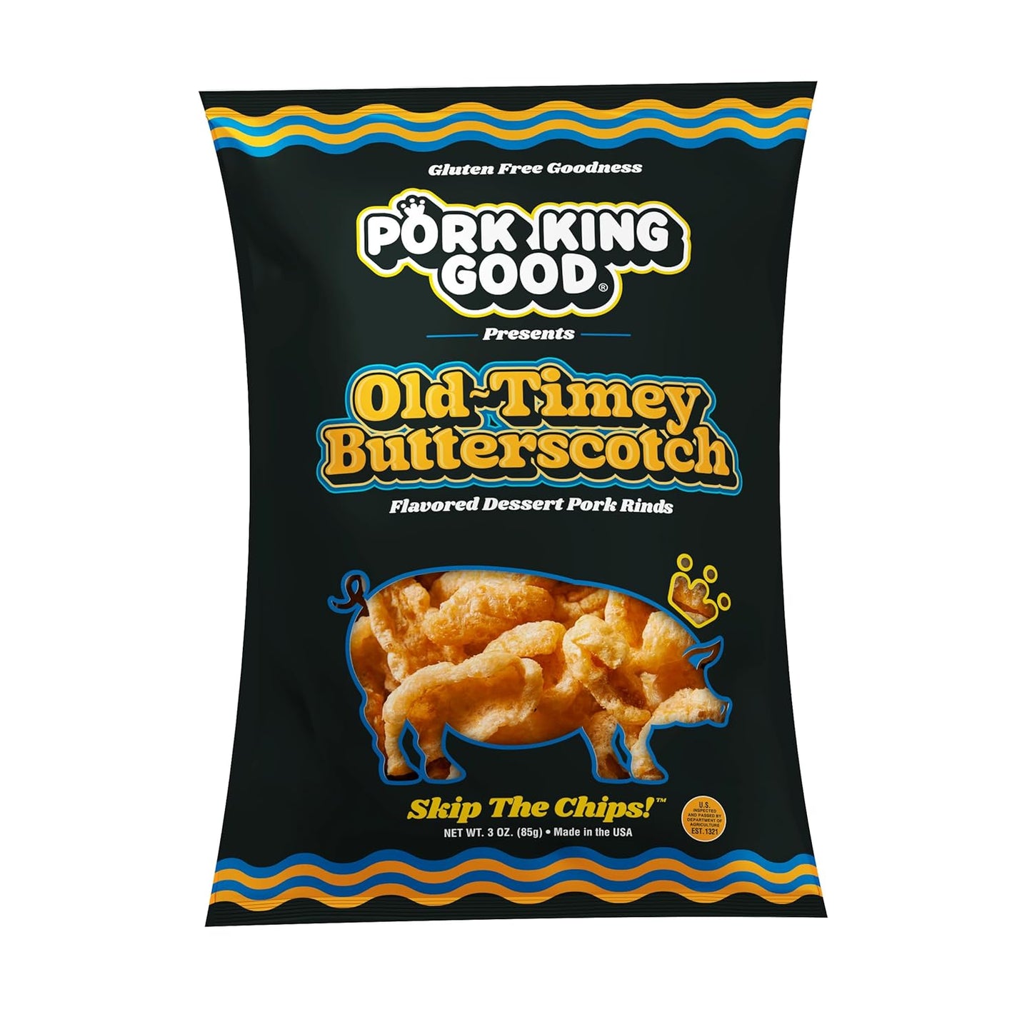 Pork King Good 4 Bag Variety Pack of Sweet & Salty Dessert Flavored Pork Rinds - 3 Oz (Variety 4 Pack) Gluten Free Snacks
