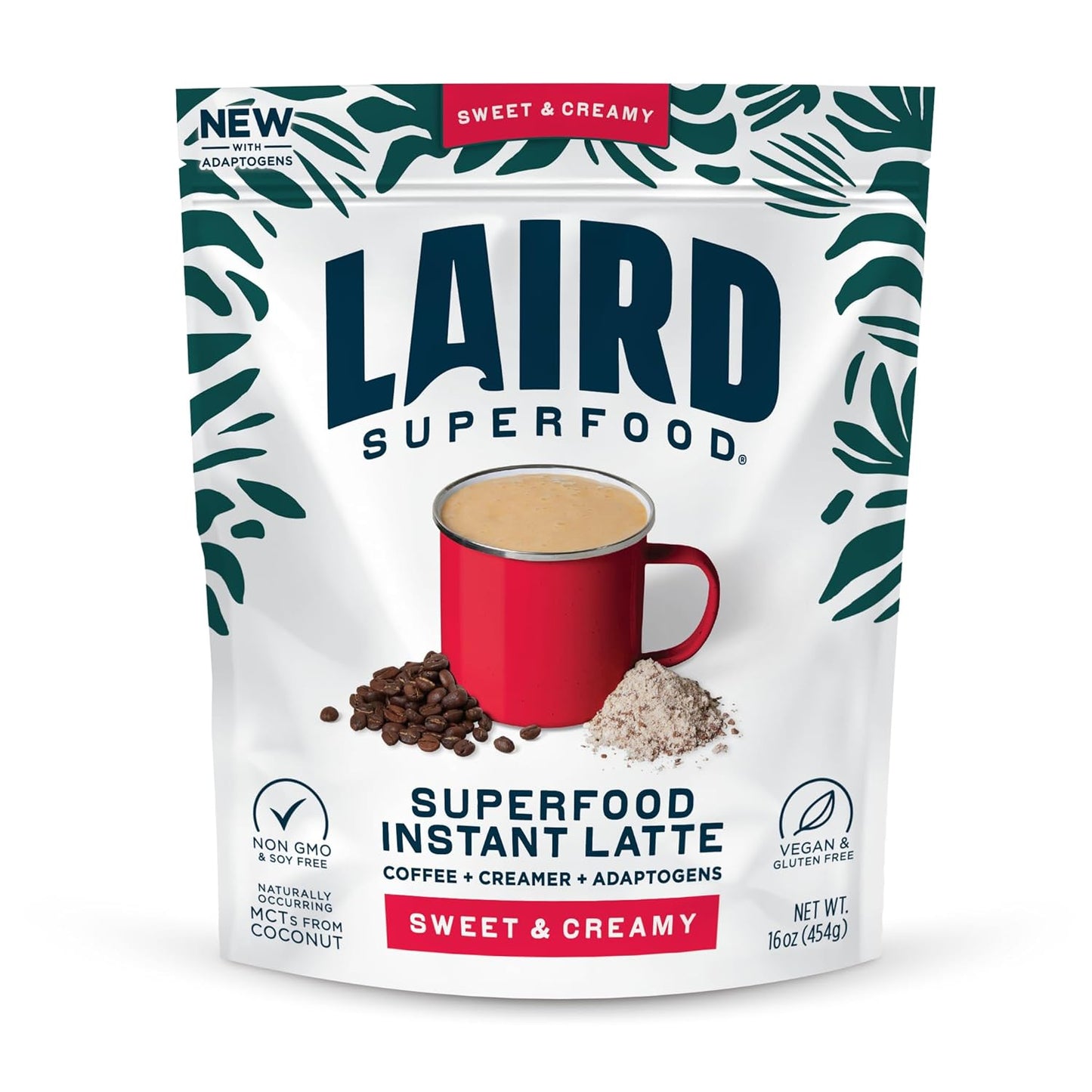 Laird Superfood Instant Latte Sweet & Creamy, Non-Dairy, Superfood Creamer, Gluten Free, Non-Gmo, Vegan, 15Pk Sachets