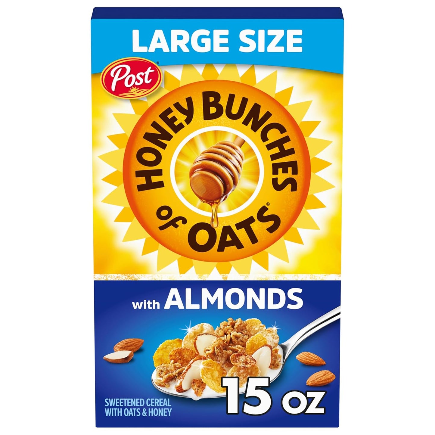 Honey Bunches of Oats with Almonds Breakfast Cereal, Family Size, 18 oz Box - Big Mart USA