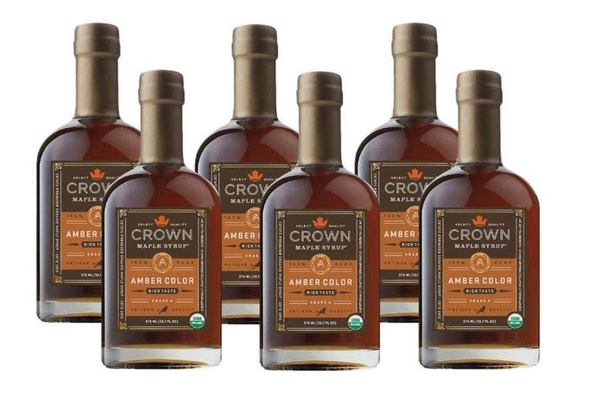 Crown Maple Dark Color Robust Taste Organic Maple Syrup, 100% Pure, Grade A, Gluten Free, No Preservatives, Non-Gmo Pancake and Breakfast Topping, 12.7 Fl Oz