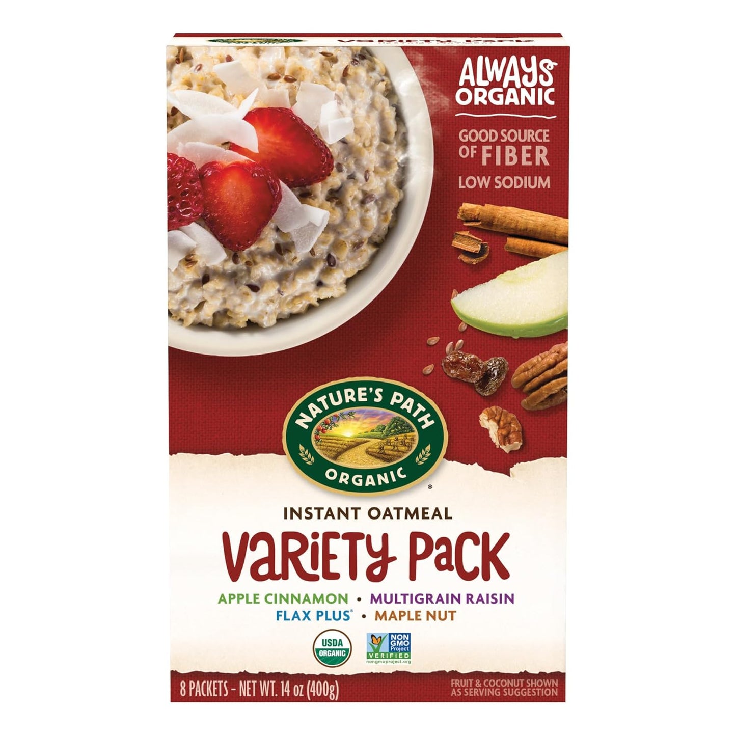 Nature'S Path Organic Apple Cinnamon Oatmeal, 14 Oz (Pack of 6), Non-Gmo - Big Mart USA