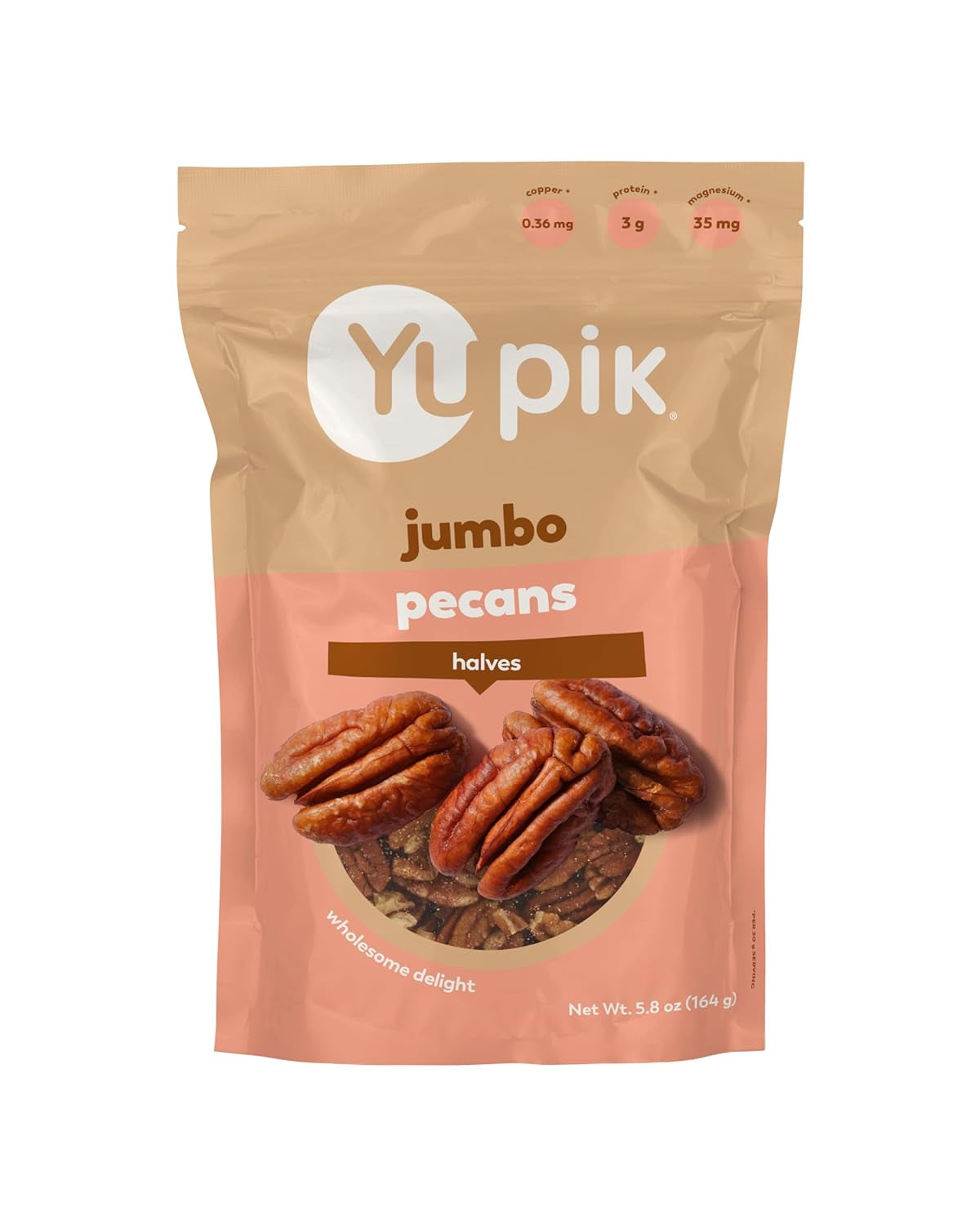 Yupik Jumbo Pecans, Halves, 2.2 Lb (35.2 Oz), Kosher, Gluten-Free, Raw Nuts, Half Pieces, Unsalted, Unroasted, Oil-Free, Crunchy, Source of Fiber, Healthy Snacks, Ideal for Baking & Cooking - Big Mart USA