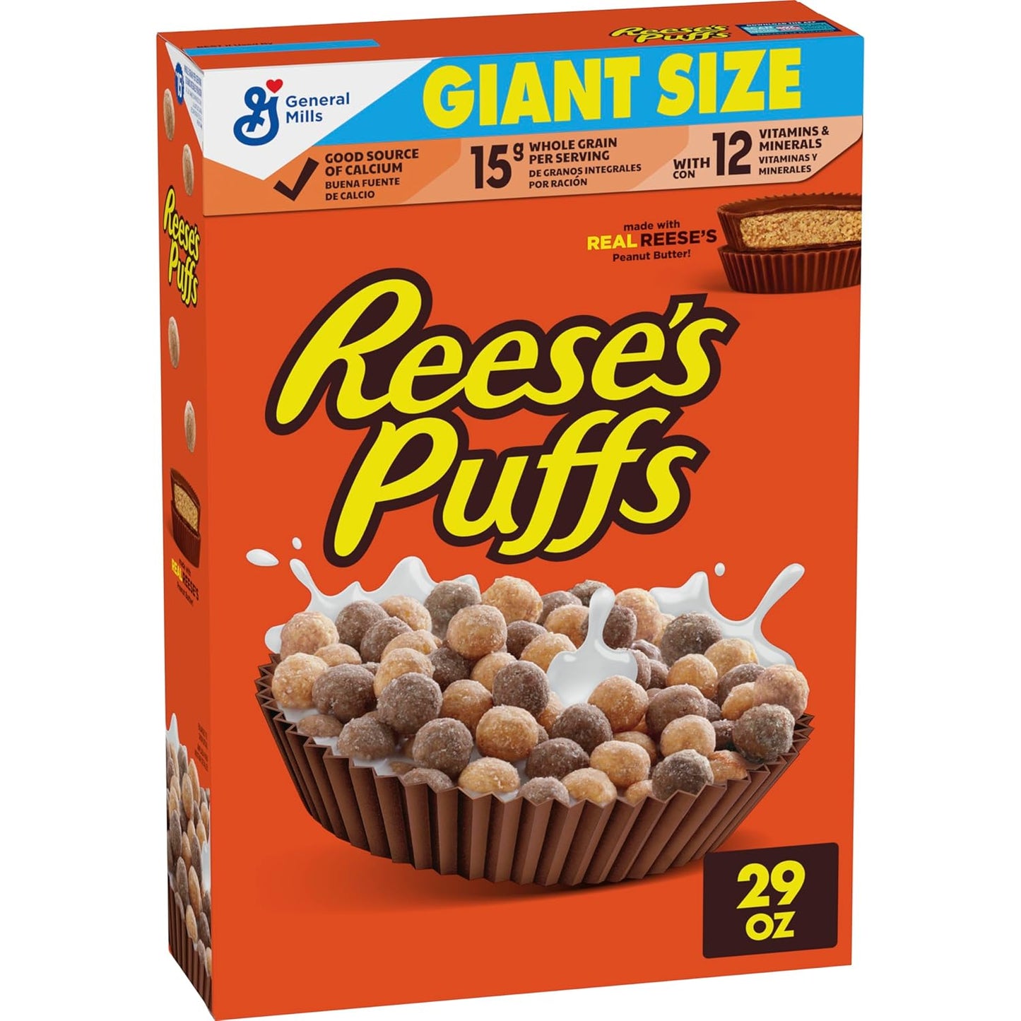 REESE'S PUFFS Breakfast Cereal, Chocolatey Peanut Butter Cereal, 11.5 Oz