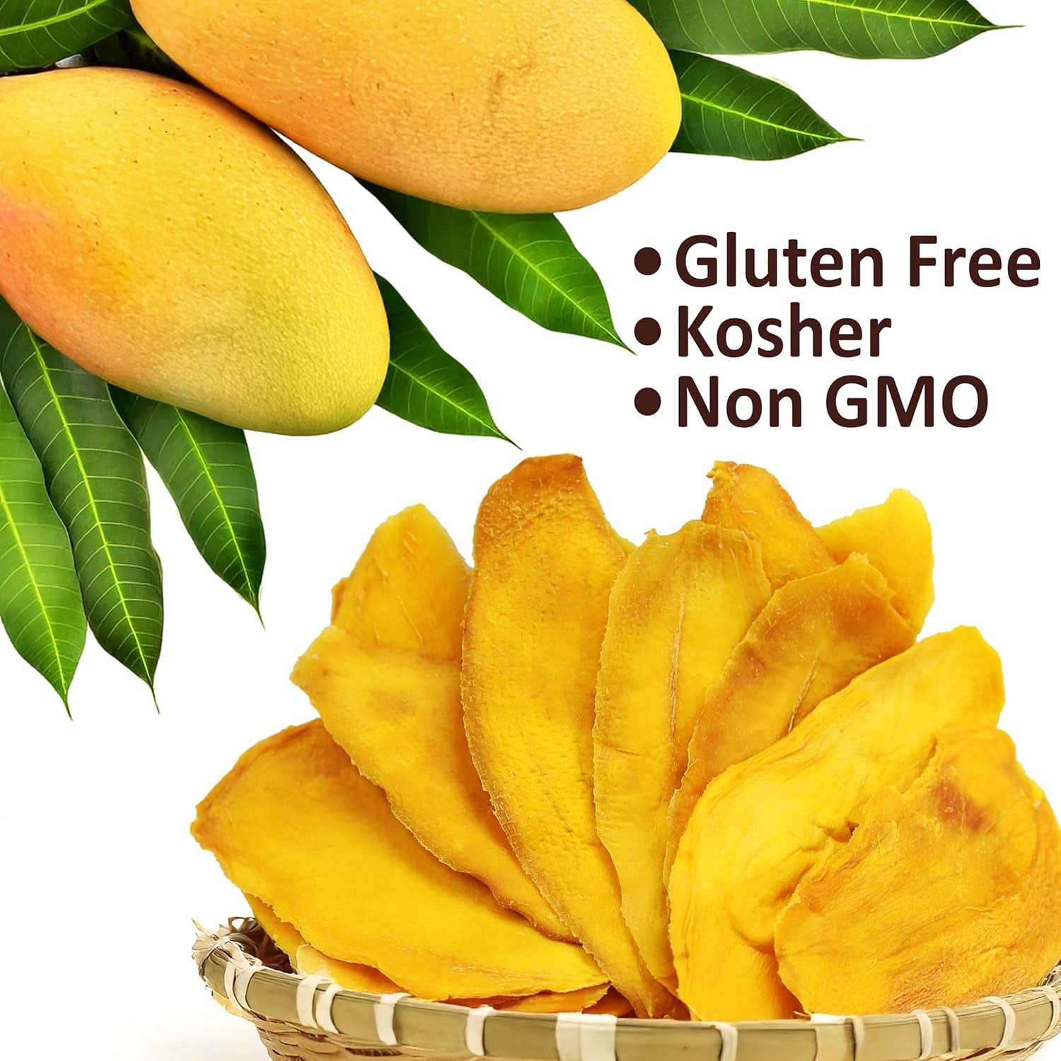 No Sugar Added Dried Mango Slices - 48 Oz Delicious Texture Soft & Juicy No Sugar Added Dried Mango - Naturally Ripened Mangos Dried Fruits - Gluten Free Kosher Non GMO Natural Source of Vitamin C,In Resealable Bag,3 Lbs - Big Mart USA