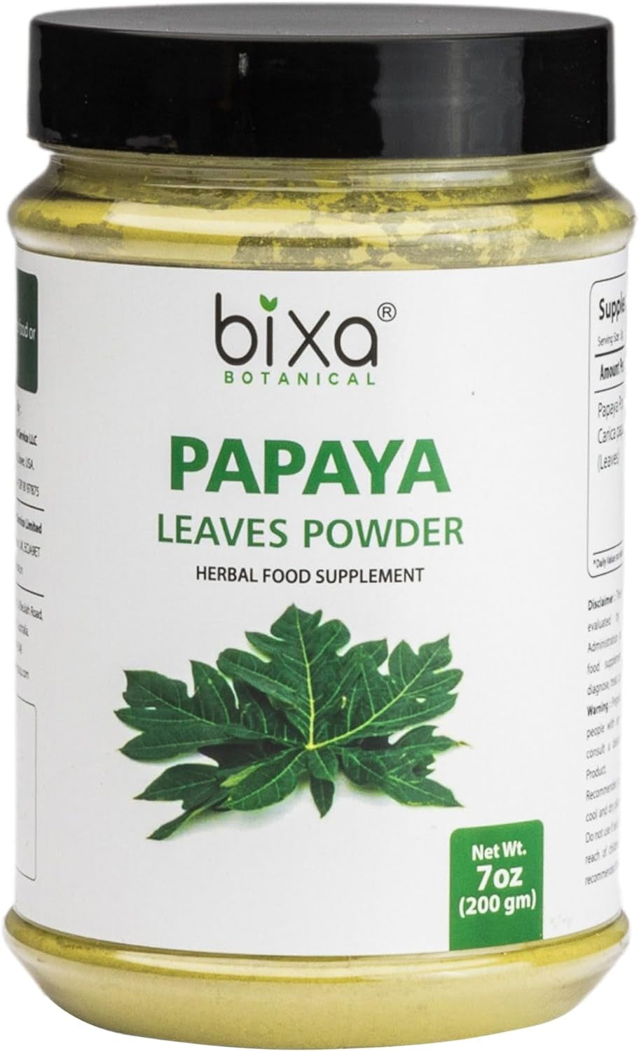 Bixa BOTANICAL Papaya Leaf (Carica Papaya) Dry Extract - 30% Glycosides (Saponnin) by Gravimetry | Pack of 1