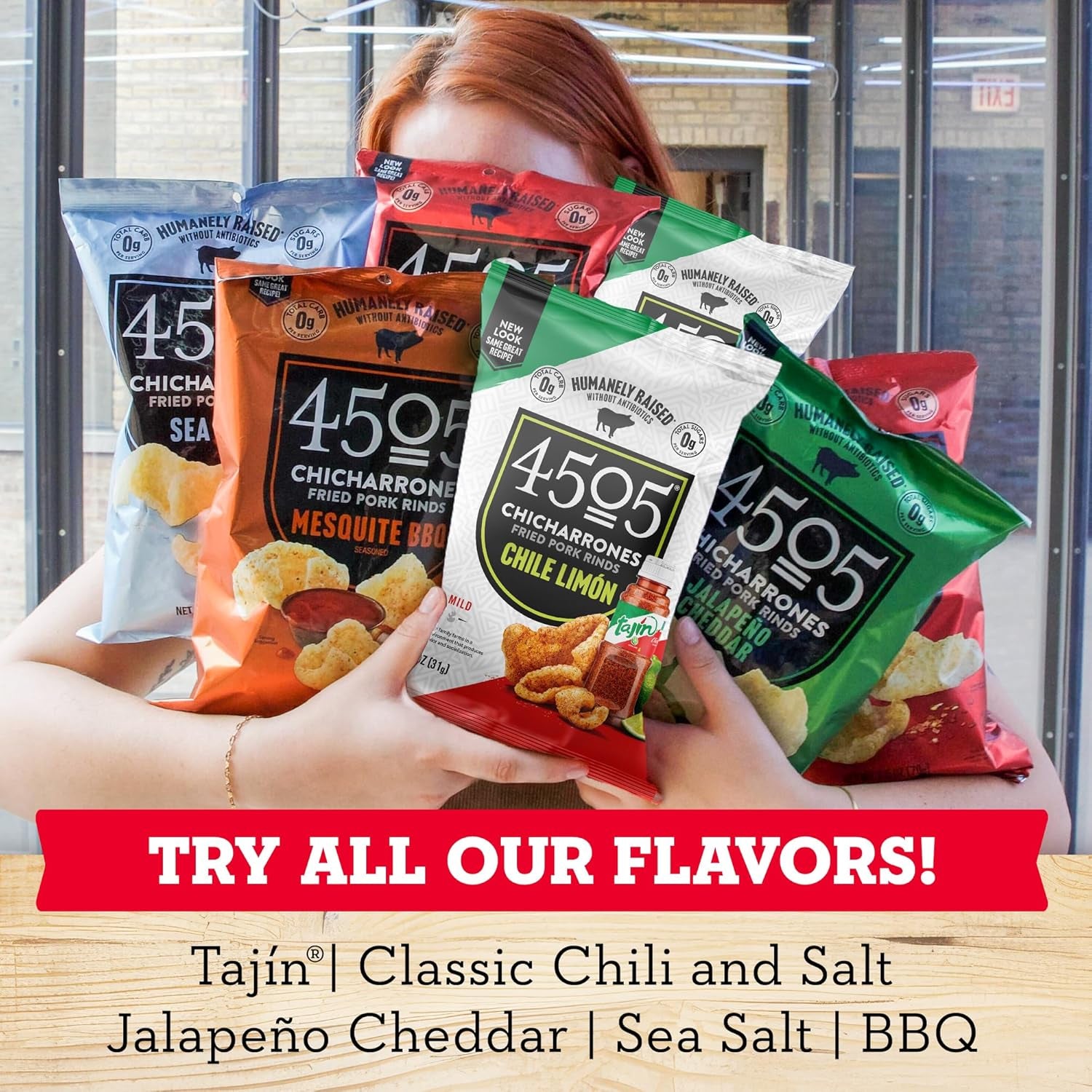 4505 Sea Salt Seasoned Chicharrones, Fried Pork Rinds - Sea Salt Flavored Pork Skins - Low Carb, Gluten-Free, Protein Snack - 1.1Oz (Pack of 12) - Big Mart USA