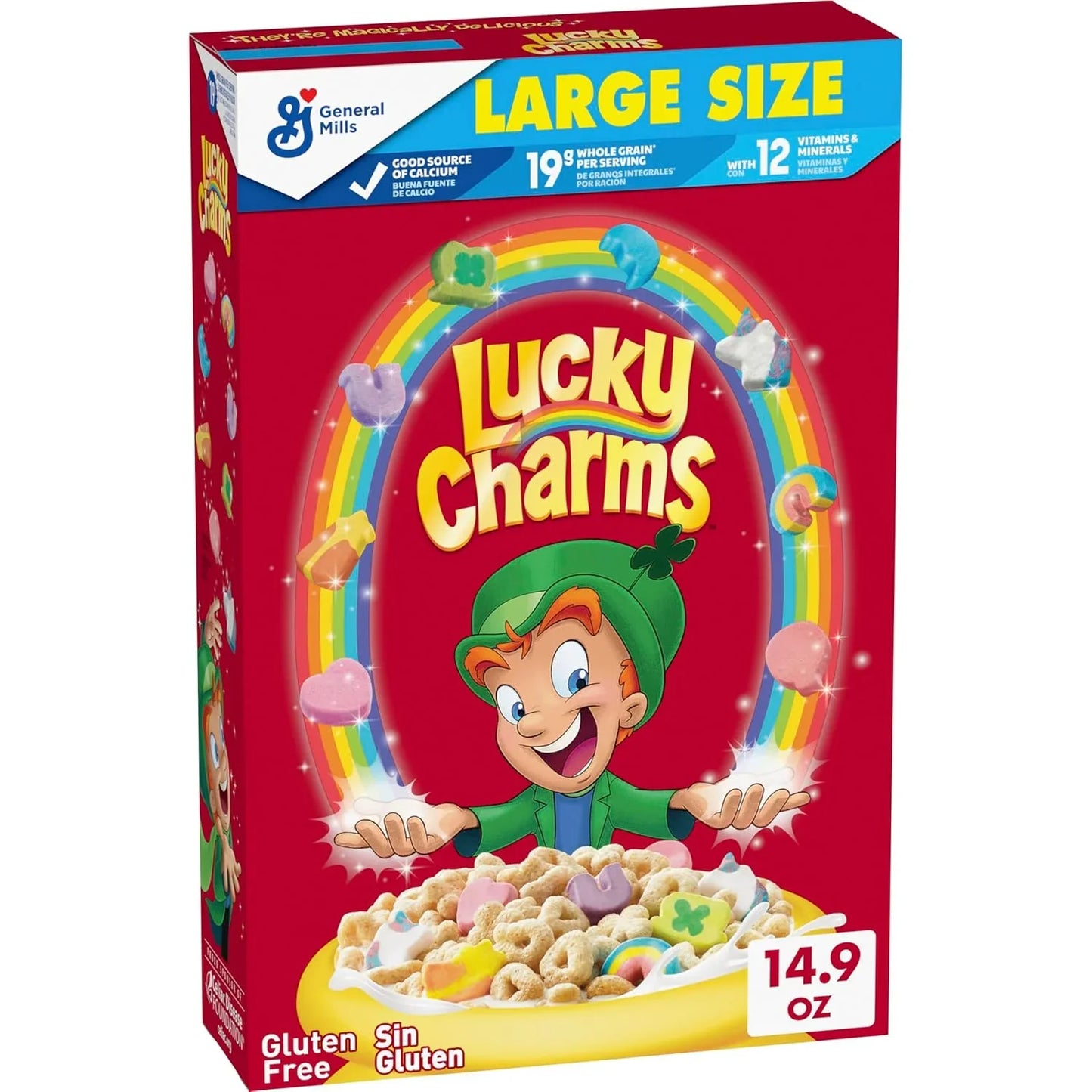 Indulge in Lucky Charms Gluten-Free Cereal with Limited Edition Jumbo Rainbows - A Wholesome Breakfast Delight for Kids, 10.5 Oz - Big Mart USA