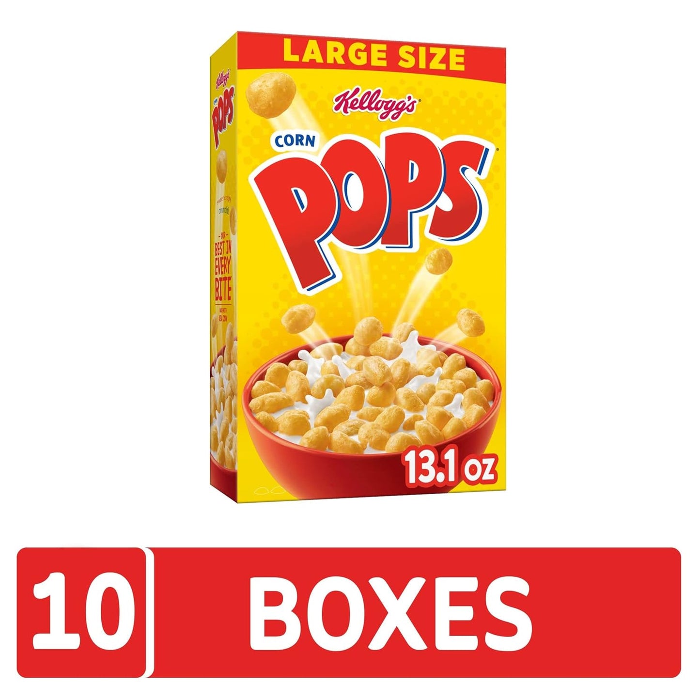 Kellogg'S Corn Pops Cold Breakfast Cereal, 8 Vitamins and Minerals, Kids Snacks, Large Size, Original, 8.1Lb Case (10 Boxes)