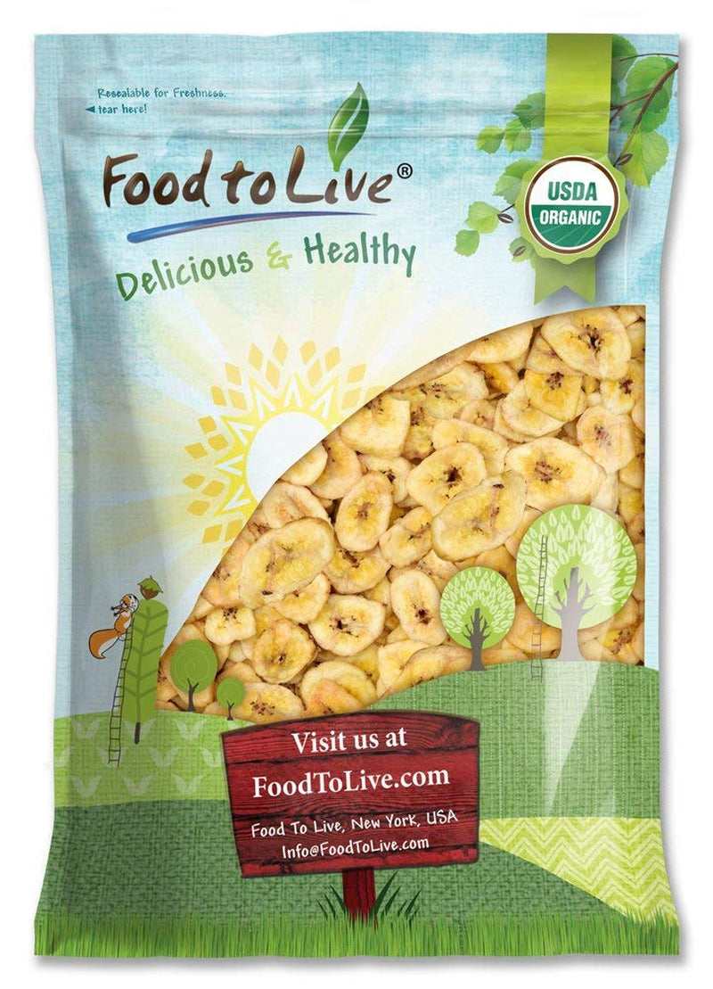 Food to Live Organic Banana Chips, 2 Pounds Sweetened, Unsulfured, Non-Gmo, Kosher, Vegan, Bulk - Big Mart USA