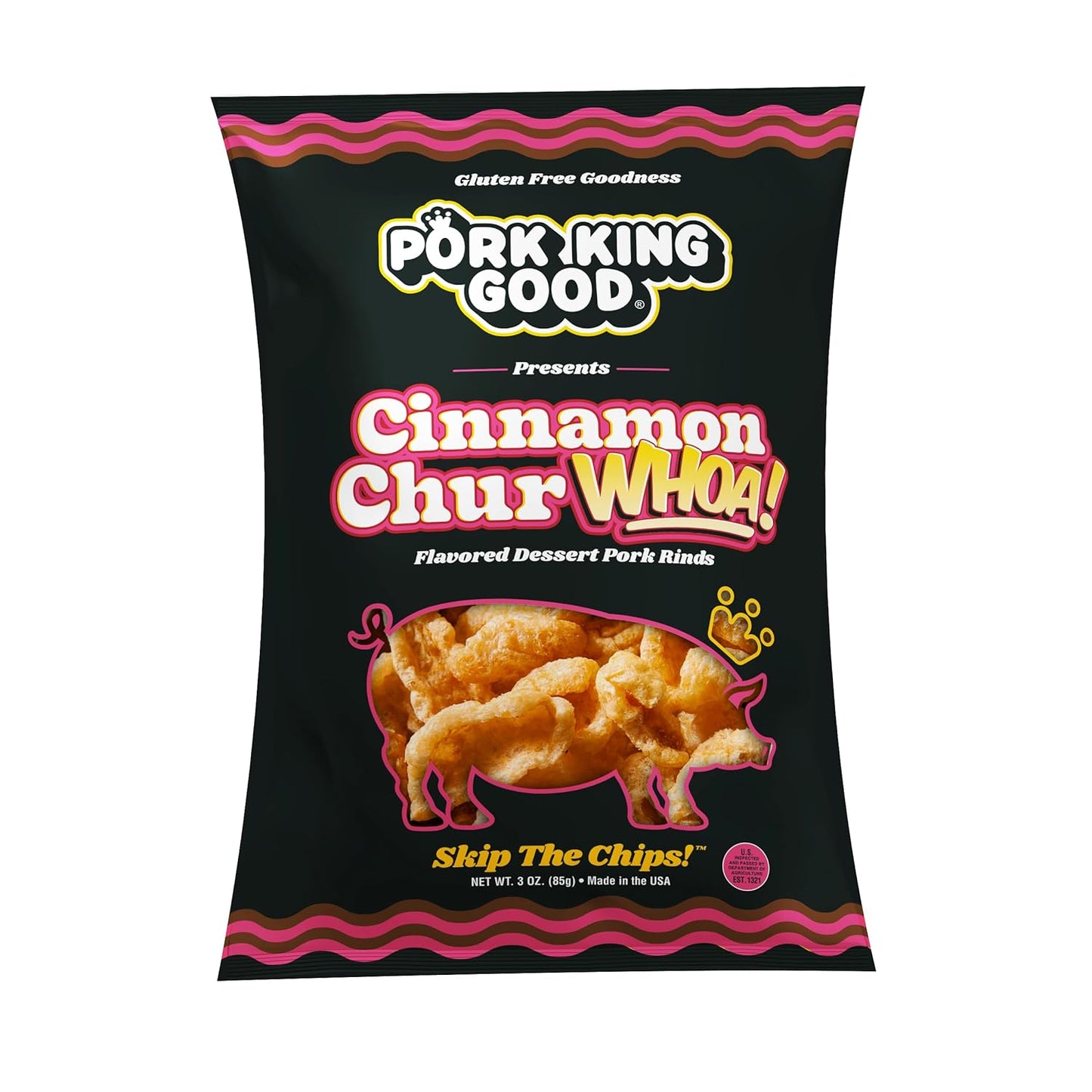 Pork King Good 4 Bag Variety Pack of Sweet & Salty Dessert Flavored Pork Rinds - 3 Oz (Variety 4 Pack) Gluten Free Snacks