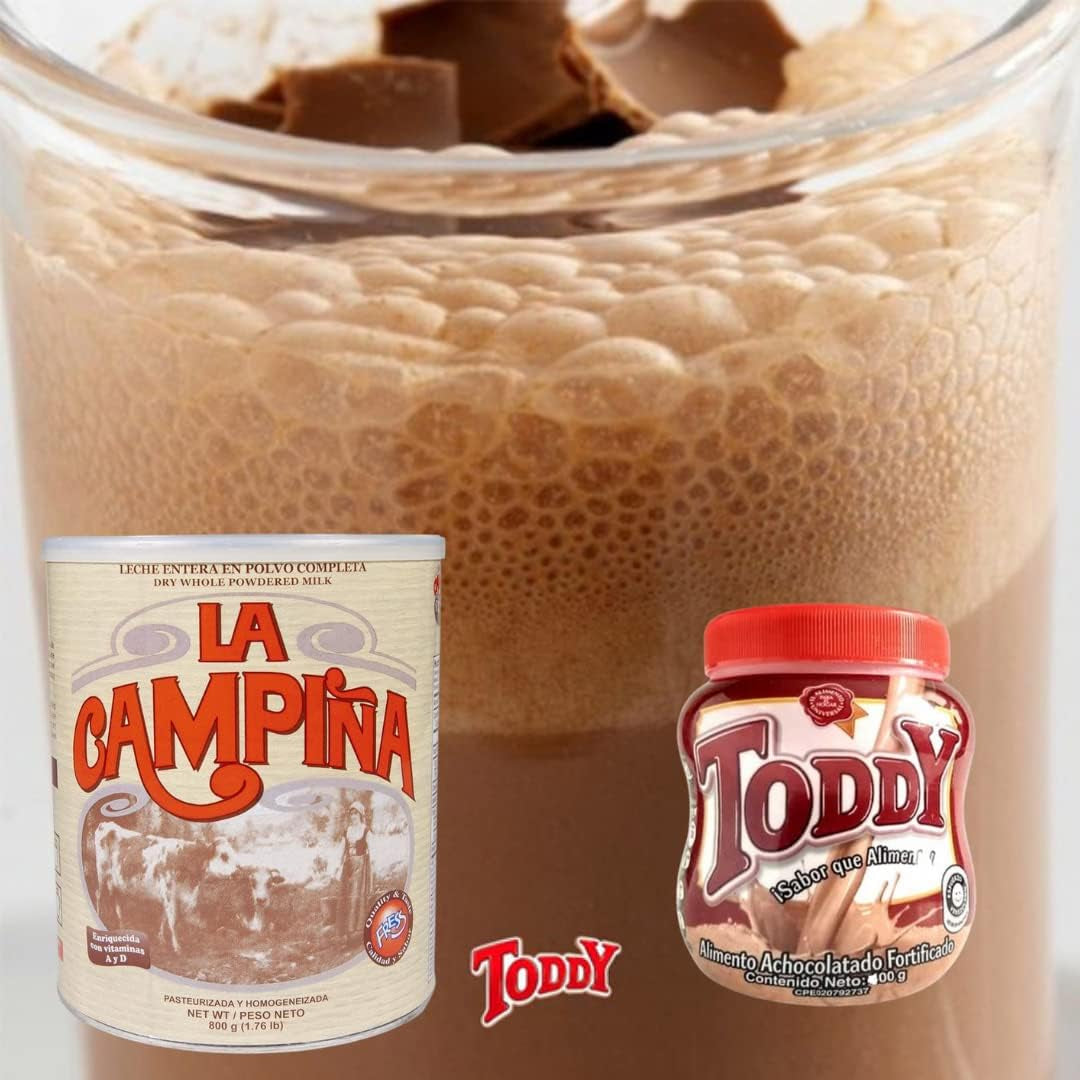 Toddy Chocolate - Leche La Campiña Venezuela Beverage Bundle, Powder Drink Mix Variety Pack Instant Powdered Milk and Chocolate Powder Drink Mix, Breakfast Shake with Vitamins and Proteins, Instant Hot and Cold Beverage for Kids & Adults - Big Mart USA
