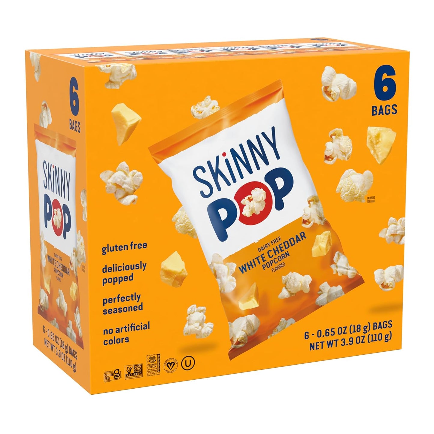 Skinnypop Popcorn, Original, Whole Grain, Dairy-Free Snack, 8Oz Family Size Bags (6Ct) - Big Mart USA