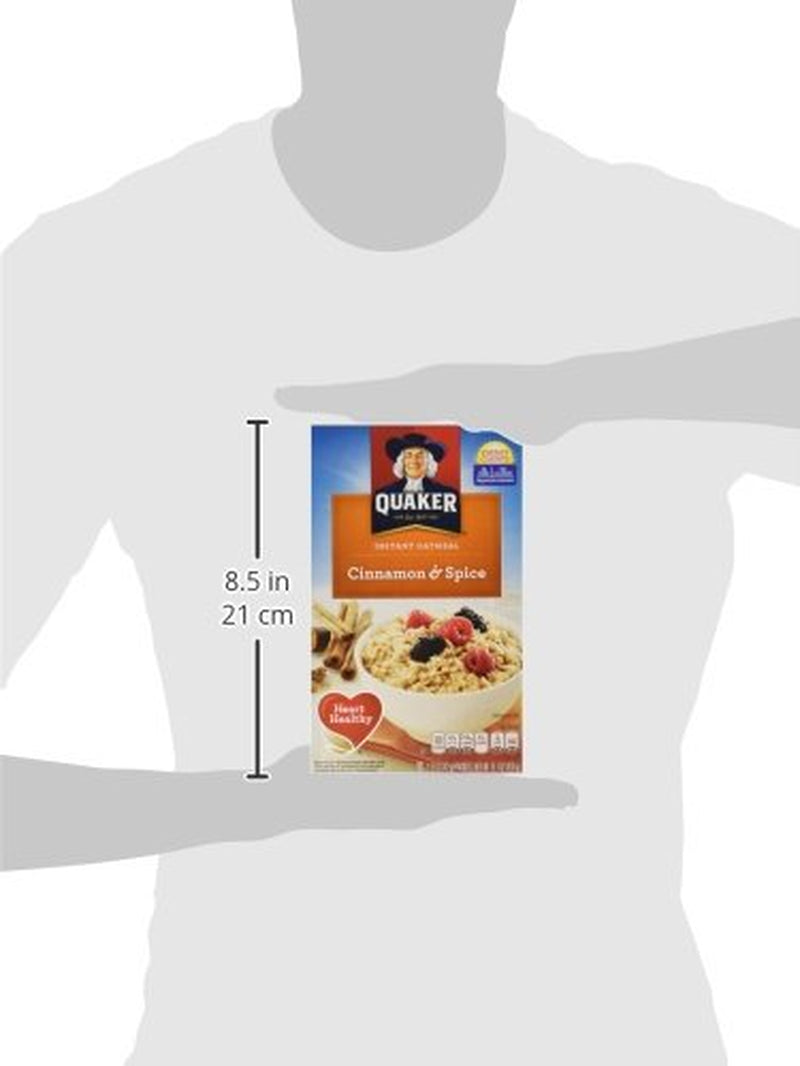 Quaker Instant Oatmeal Cinnamon & Spice, 8-Count Boxes (Pack of 4)