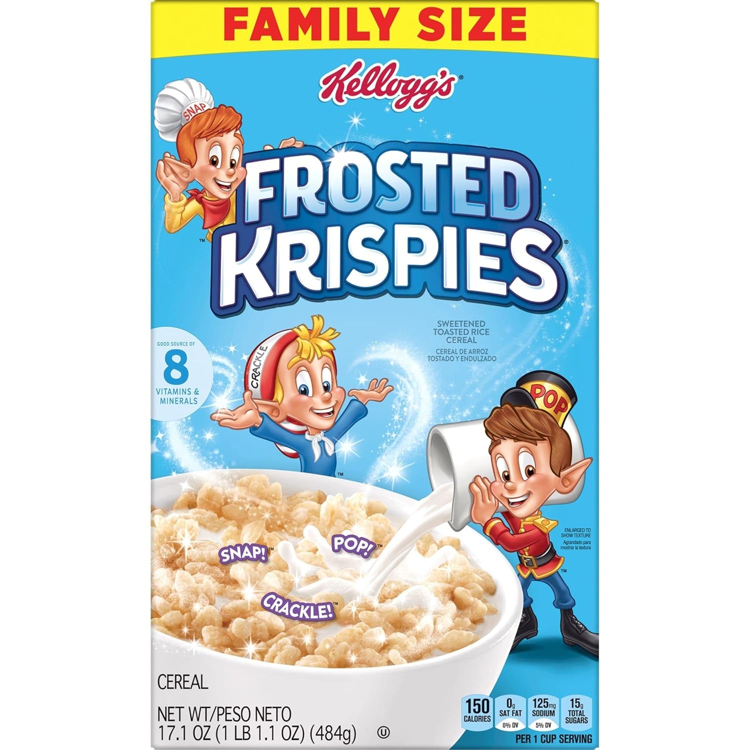 Kellogg's Frosted Krispies Breakfast Cereal, Family Size, Original (8 Boxes) - Ideal for Kids Snacks and Baking Marshmallow Treats - Big Mart USA