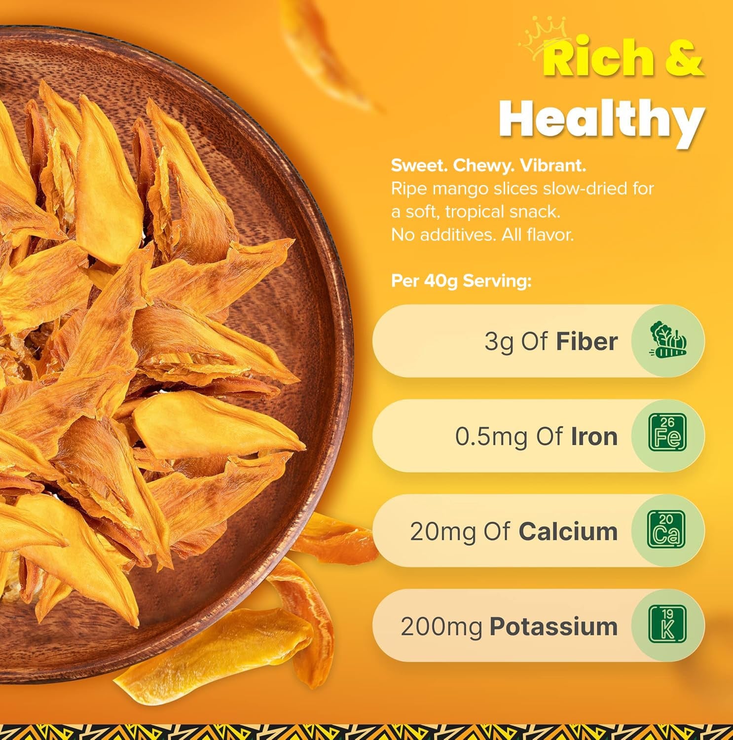 Organic Dried Mango Slices, No Sugar Added, 16Oz - All-Natural, Non-Gmo, Mouth-Watering Dried Mangoes - Preservative-Free, Nutritious & Delicious Snack for Kids and Adults by Tropicaux Reign - Big Mart USA
