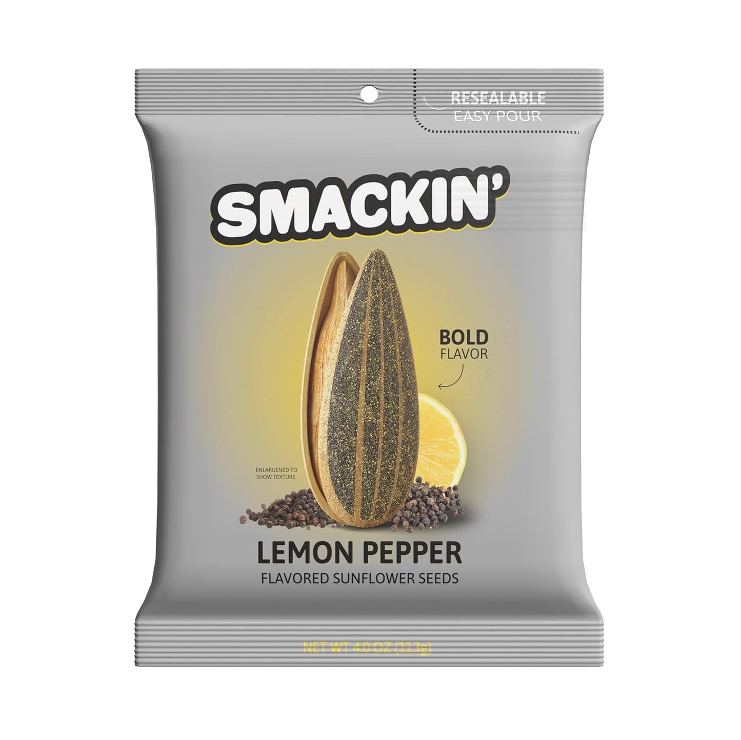 SMACKIN' - Jumbo Roasted Sunflower Seeds, No Salty Burn, American Made, Easy Pour & Seal - Variety Pack, 4Oz Bag (12 Bags)