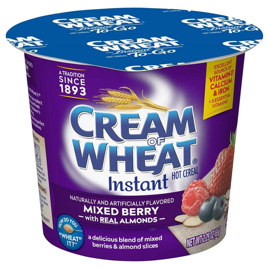 Cream of Wheat Instant Hot Cereal To-Go Cups, Mixed Berry with Almonds, 2.29 Ounce (Pack of 6) - Big Mart USA