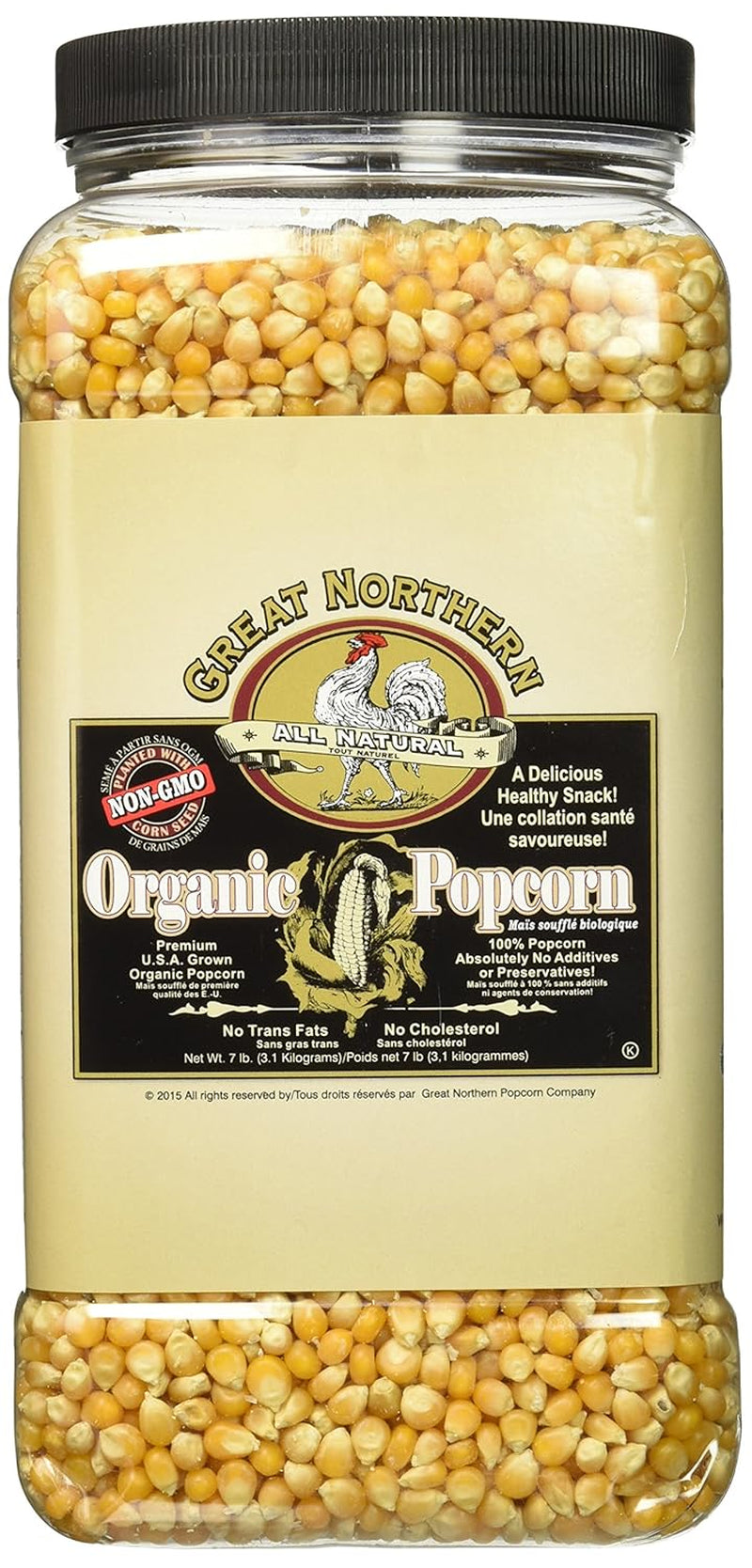 Organic Popcorn Kernels - 7Lbs Resealable Bulk Jug of Gourmet Popping Corn for Microwave, Stovetop, and Popper Machines by Great Northern Popcorn - Big Mart USA