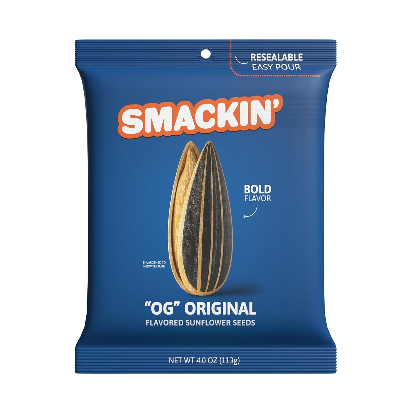 SMACKIN' - Jumbo Roasted Sunflower Seeds, No Salty Burn, American Made, Easy Pour & Seal - Variety Pack, 4Oz Bag (12 Bags)