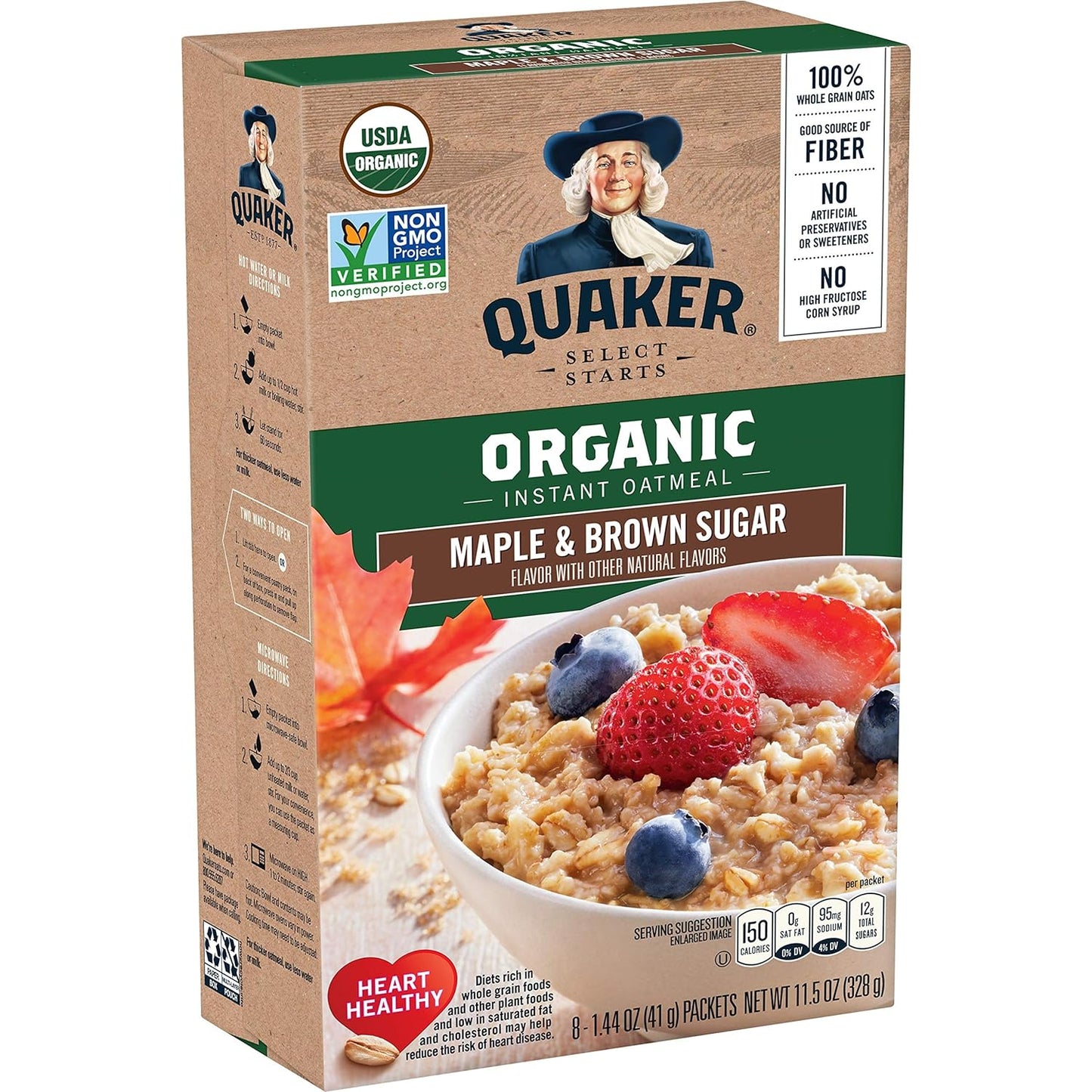 Quaker Instant Oatmeal Cinnamon & Spice, 8-Count Boxes (Pack of 4)