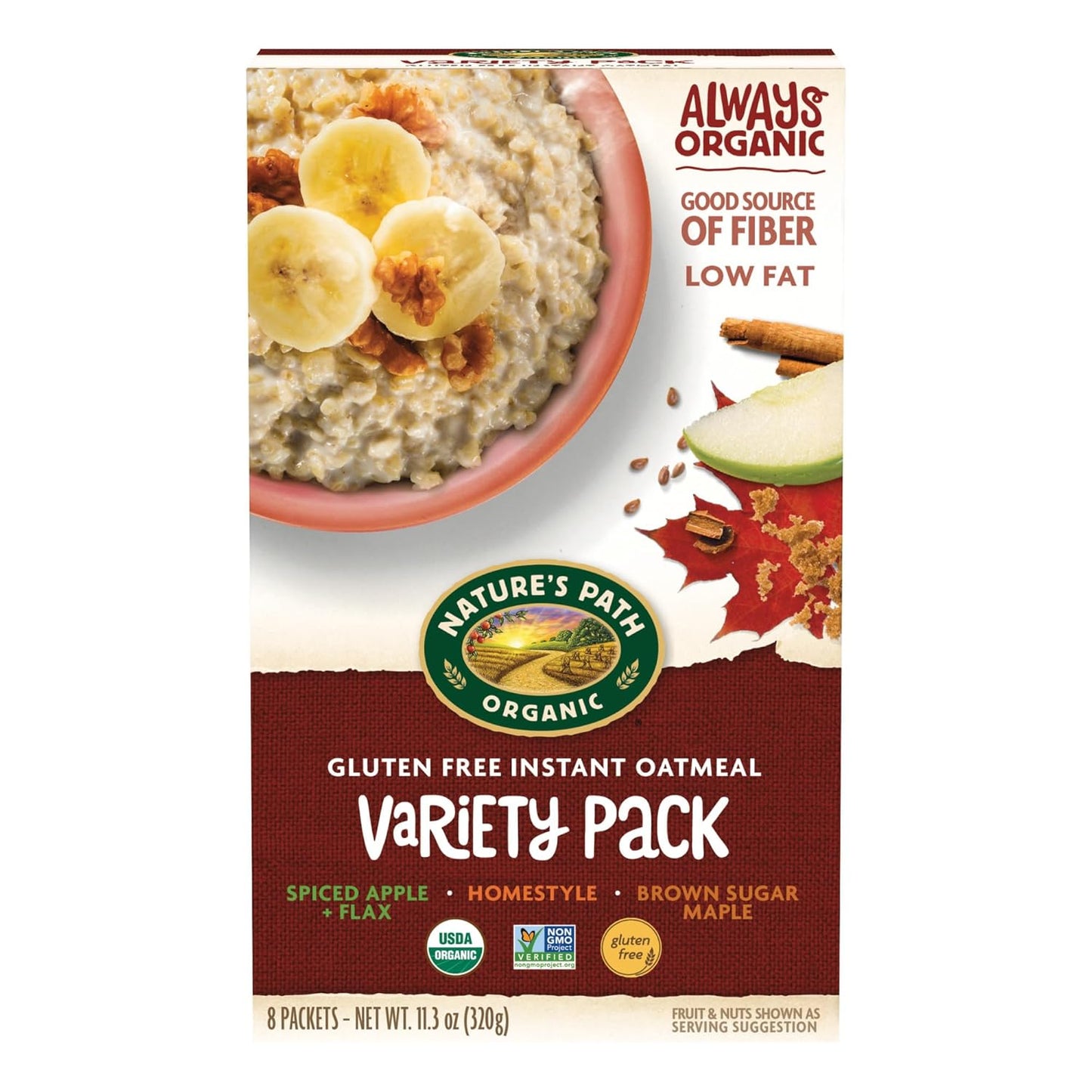 Nature'S Path Organic Brown Sugar Maple Oatmeal, 11.3 Oz (Pack of 6), Gluten Free, Non-Gmo