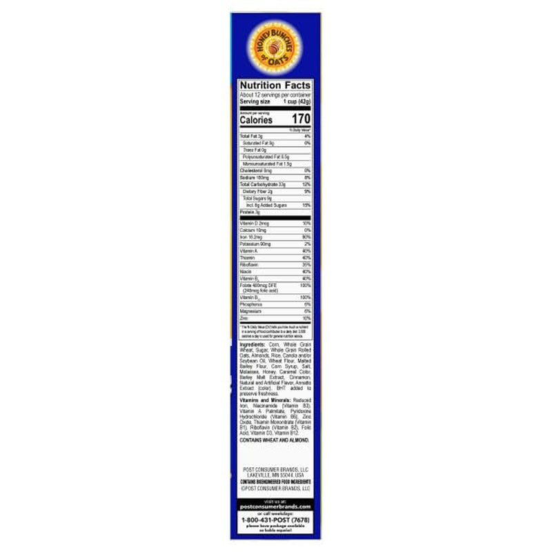 Honey Bunches of Oats with Almonds Breakfast Cereal, Family Size, 18 oz Box - Big Mart USA