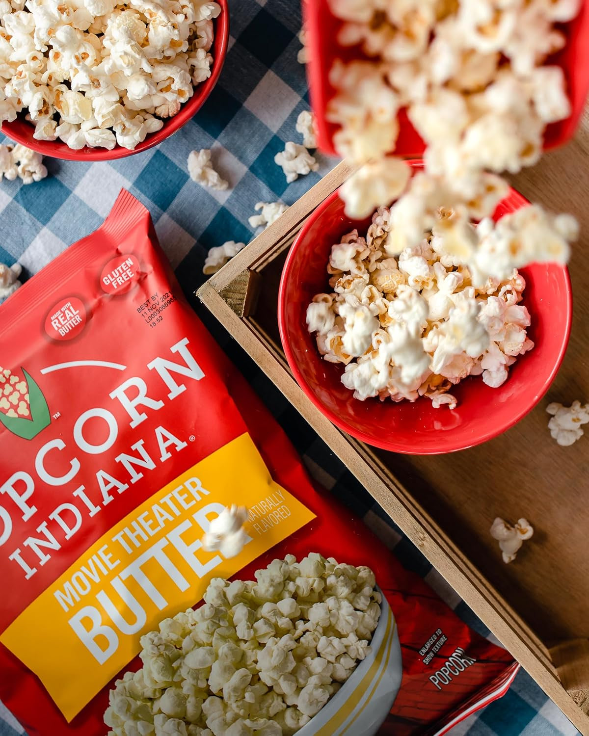 Popcorn Indiana Movie Theater Butter Popcorn (3 Oz Bags – 6 Pack) Pre-Popped Popcorn Made with Real Butter, Gluten Free, No Artificial Flavors, Perfect for Movie Nights or after School Snacks - Big Mart USA