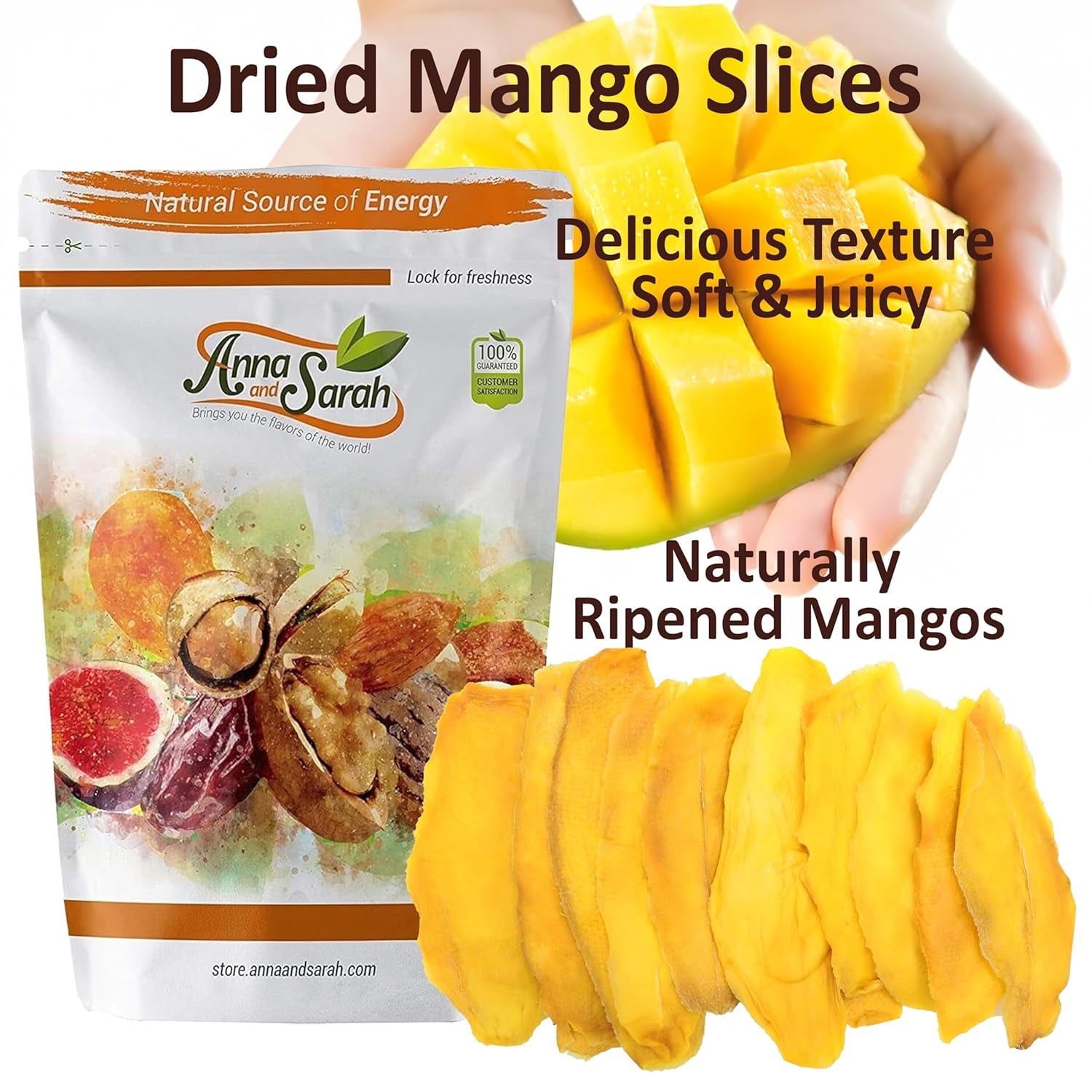 No Sugar Added Dried Mango Slices - 48 Oz Delicious Texture Soft & Juicy No Sugar Added Dried Mango - Naturally Ripened Mangos Dried Fruits - Gluten Free Kosher Non GMO Natural Source of Vitamin C,In Resealable Bag,3 Lbs - Big Mart USA