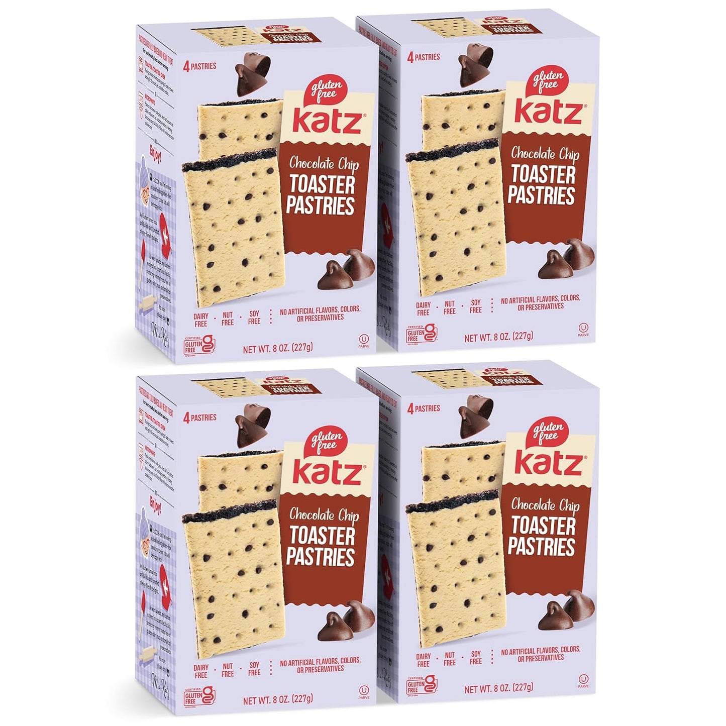 Katz Gluten Free Toaster Pastries. Chocolate Chip. Easy Breakfast Food or Anytime Snacks for Adults & Kids. Sesame Free, Dairy Free, Nut Free, Peanut Free, Soy Free. Kosher Snacks 8 OZ (Pack of 2)