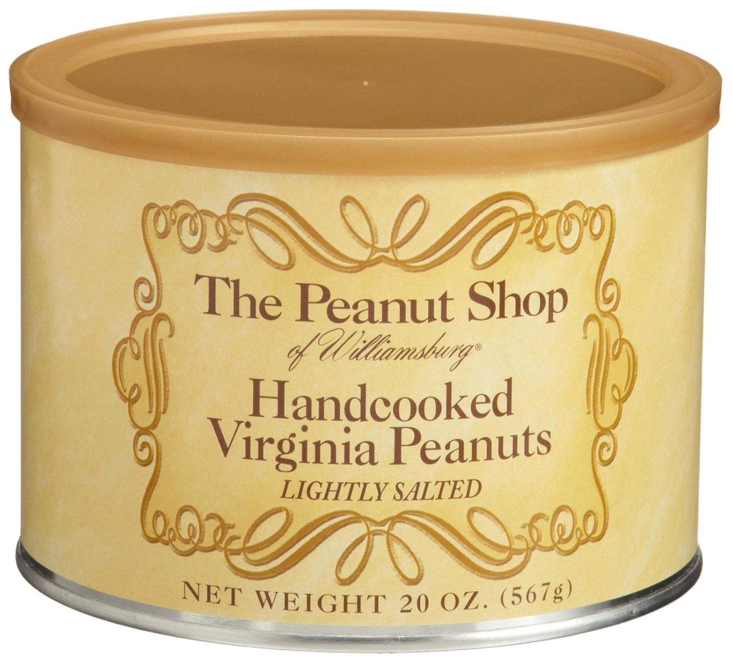 The Peanut Shop of Williamsburg Extra-Large Handcooked Lightly Salted Virginia Peanuts Williamsburg Peanuts Non-Gmo Kosher Gluten-Free No Preservatives - 32 Oz Tin