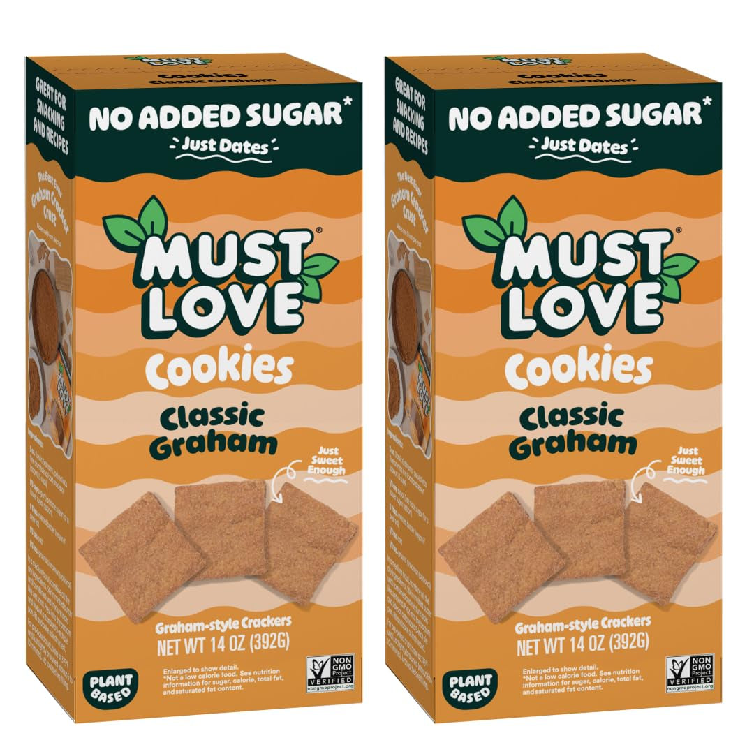 Must Love Classic Graham - No Added Sugar, Sweetened with Dates - Great for Pie Crust, Mini S'More, Cheese Boards - Simple Ingredients, Vegan, Plant-Based - Healthy Snacking for Family, 2 Pack X 5 Oz - Big Mart USA