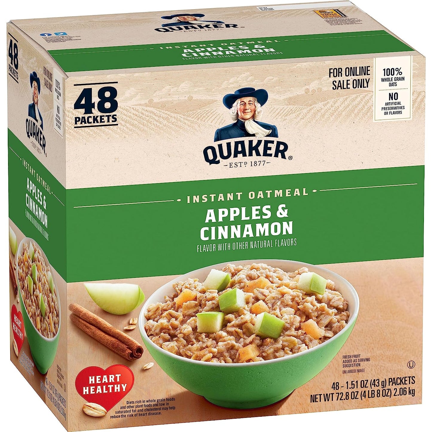 Quaker Instant Oatmeal, 4 Flavor Variety Pack, Individual Packets, 48 Count