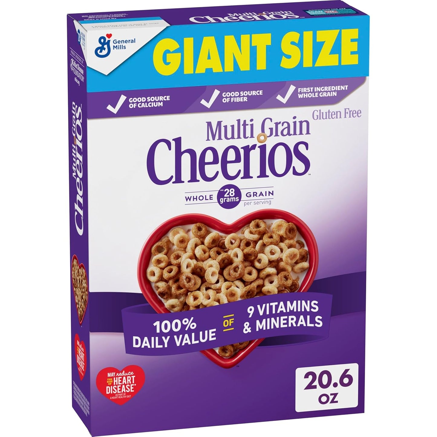 Multi Grain Cheerios, Heart Healthy Breakfast Cereal, Gluten Free, Family Size, 18 Oz