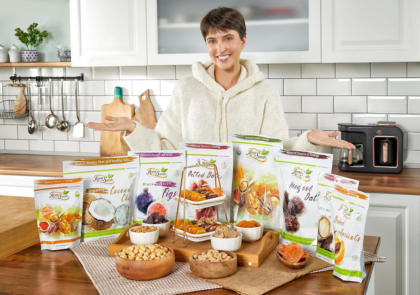 Anna and Sarah Premium Mixed Nuts in Shell, California Jumbo Chandler Walnuts, Extra Large Pecans, California Almonds, Large Oregon Hazelnuts (NO BRAZIL NUT), 6 Lbs - Big Mart USA