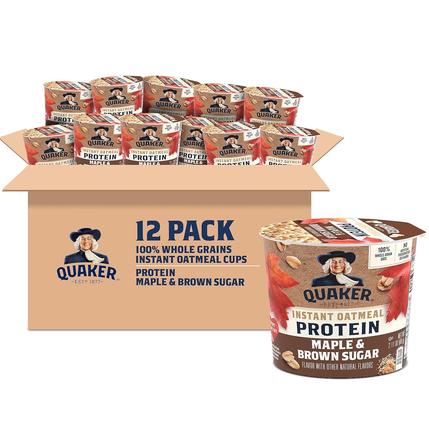 Quaker Instant Oatmeal Express Cups, Honey & Almonds, 1.76 Ounce (Pack of 12) - Big Mart USA