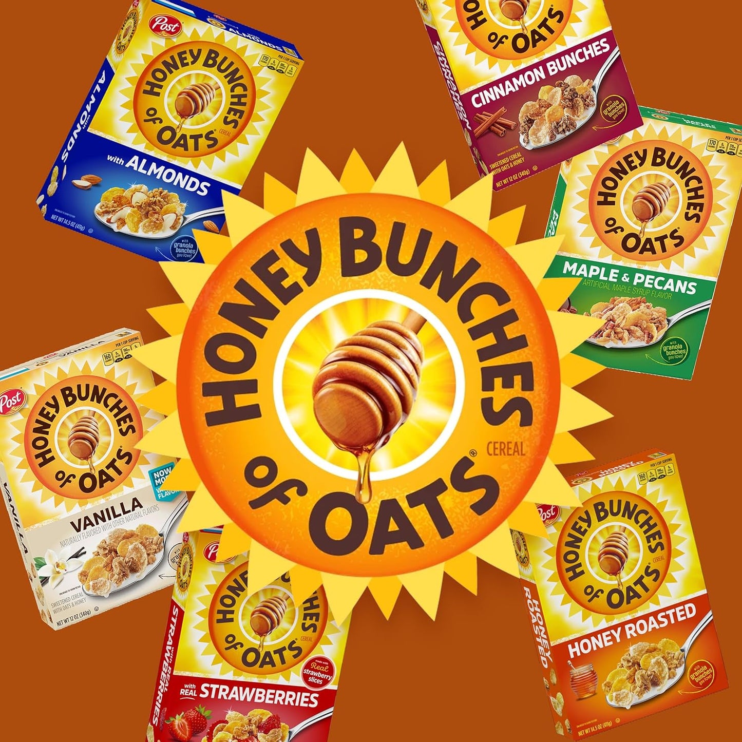 Honey Bunches of Oats with Almonds Breakfast Cereal, Family Size, 18 oz Box - Big Mart USA