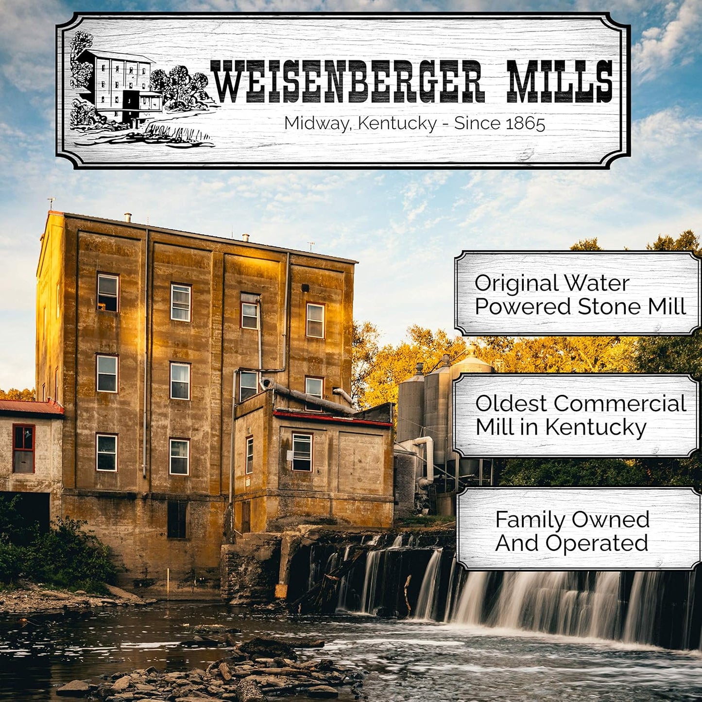 Weisenberger Stone Ground Grits, White- Authentic, Old Fashioned, Southern Style Corn Grits - Local Kentucky Proud Product - Non-Gmo, Coarse Ground - White, 2 Lb