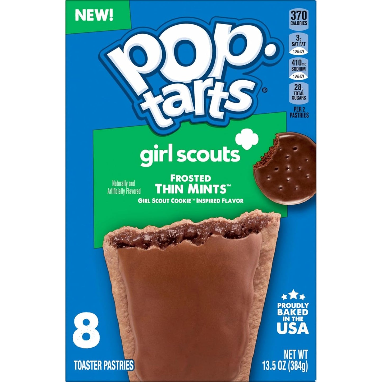 Pop-Tarts Girl Scout Toaster Pastries, Breakfast Foods, Kids Snacks, Frosted Thin Mints, 13.5Oz Box (8 Pop-Tarts)