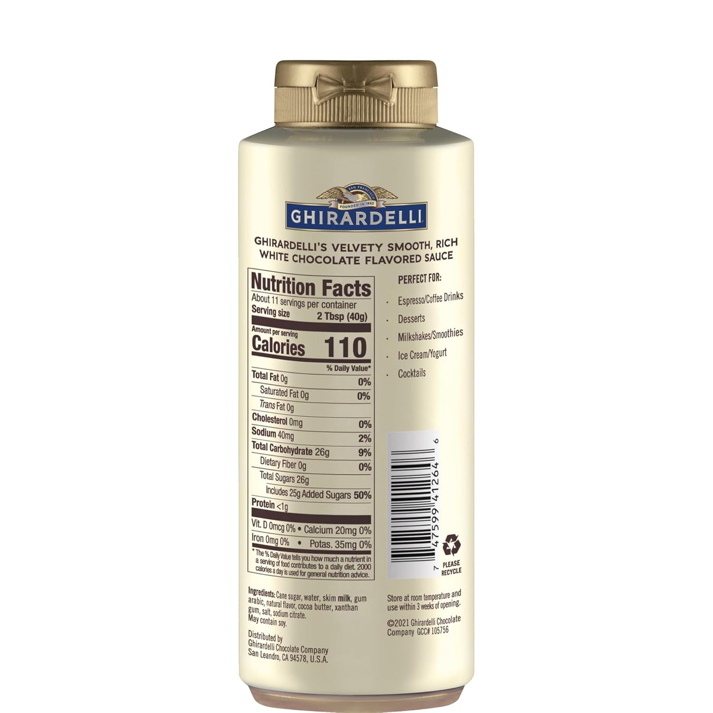Ghirardelli White Chocolate Sauce, 16 Ounce Squeeze Bottle - Big Mart USA