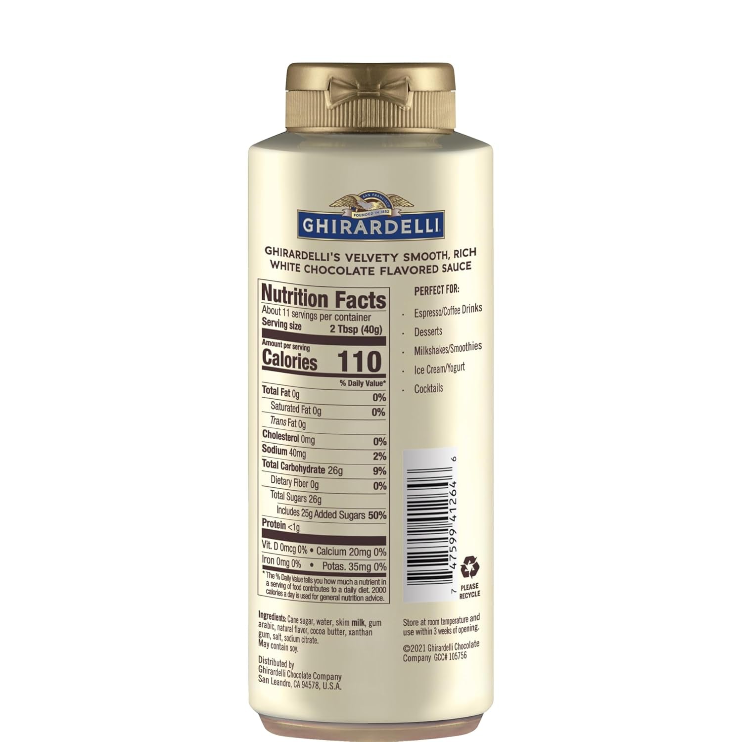 Ghirardelli White Chocolate Sauce, 16 Ounce Squeeze Bottle - Big Mart USA