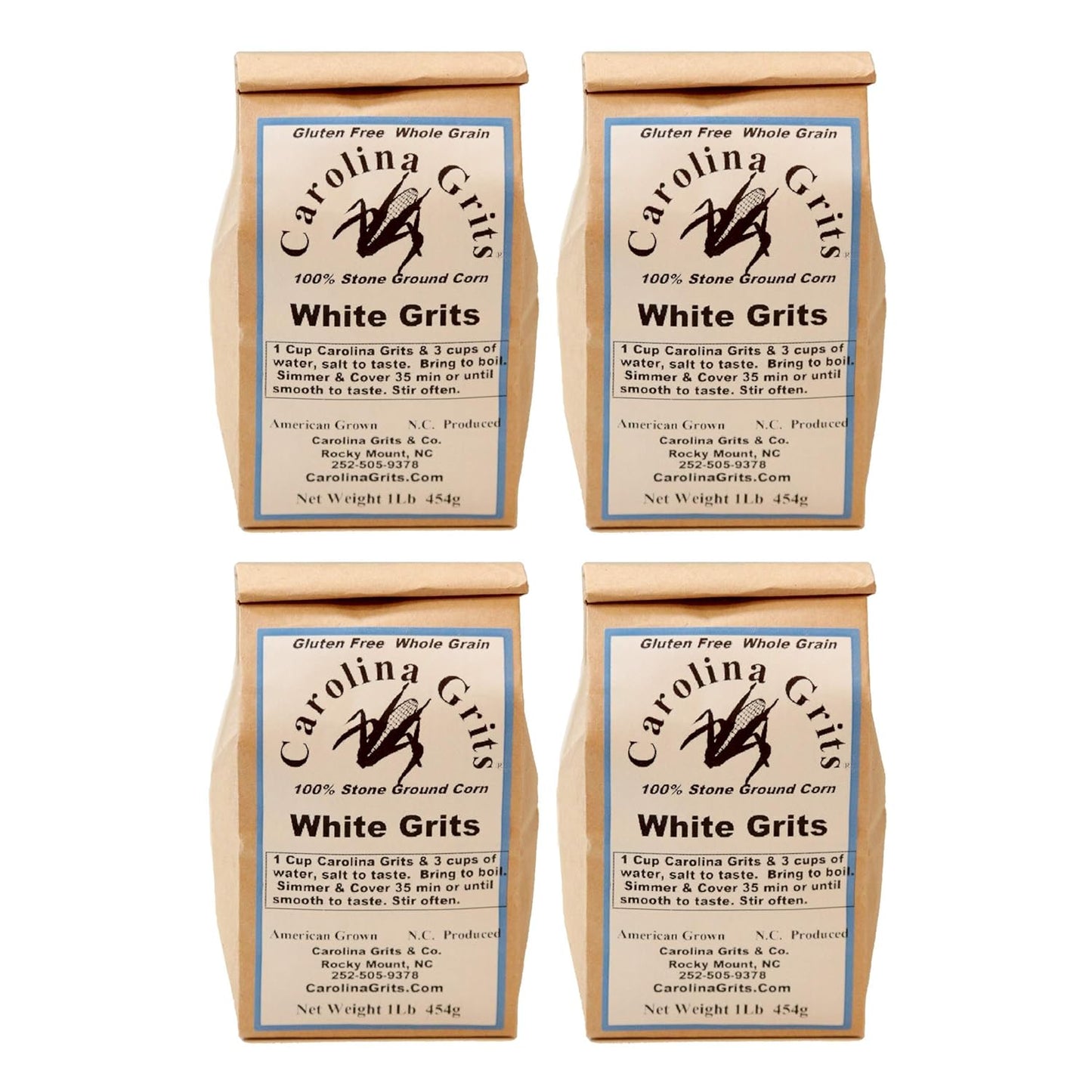 Carolina Grits Company Traditionally Stone Ground Carolina White Grits, Whole Grain, Gluten Free and Non-Gmo (White, 1 Pack (16 Ounces))