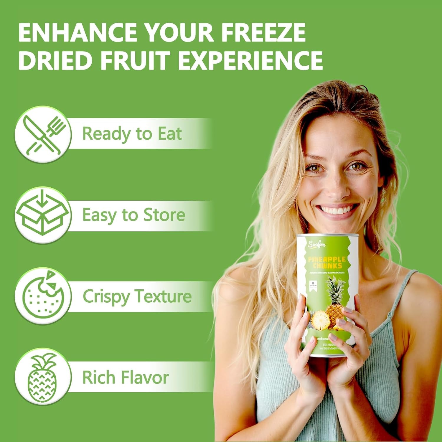 Freeze Dried Pineapple Chunks, Freeze Dried Fruit, 130G/4.58OZ Frozen Pineapple for Yogurt, Cereal, Baking, Milkshakes, No Additives, Crispy Taste - Big Mart USA