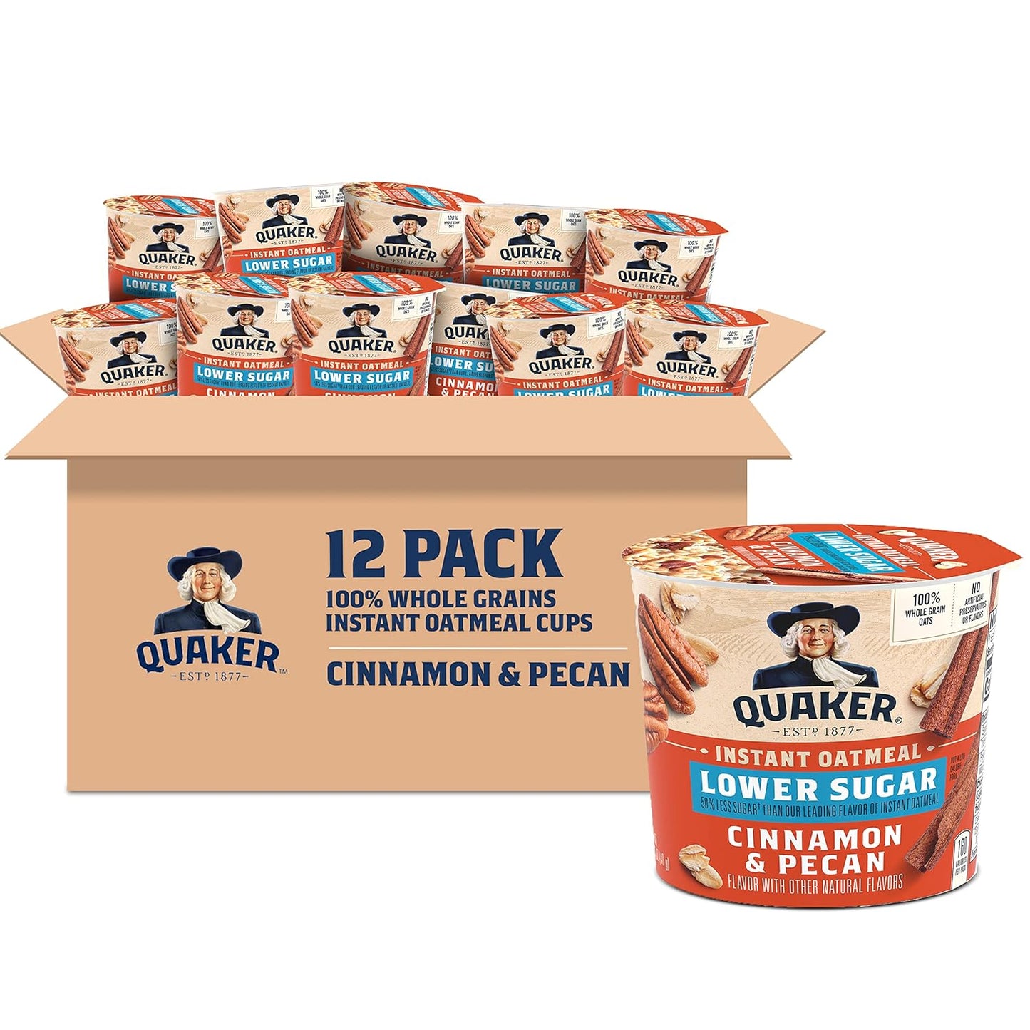 Quaker Instant Oatmeal Express Cups, Honey & Almonds, 1.76 Ounce (Pack of 12) - Big Mart USA