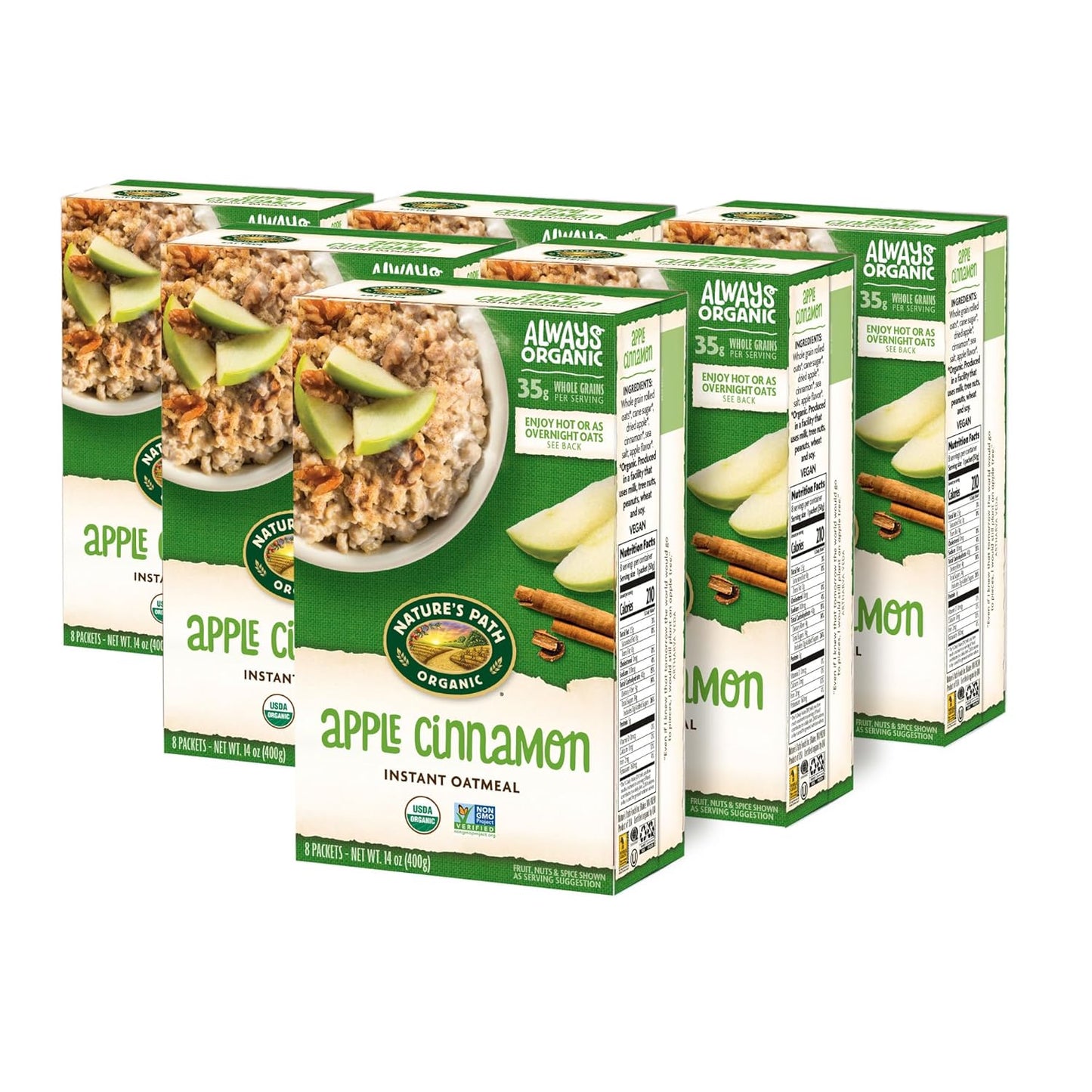 Nature'S Path Organic Apple Cinnamon Oatmeal, 14 Oz (Pack of 6), Non-Gmo - Big Mart USA