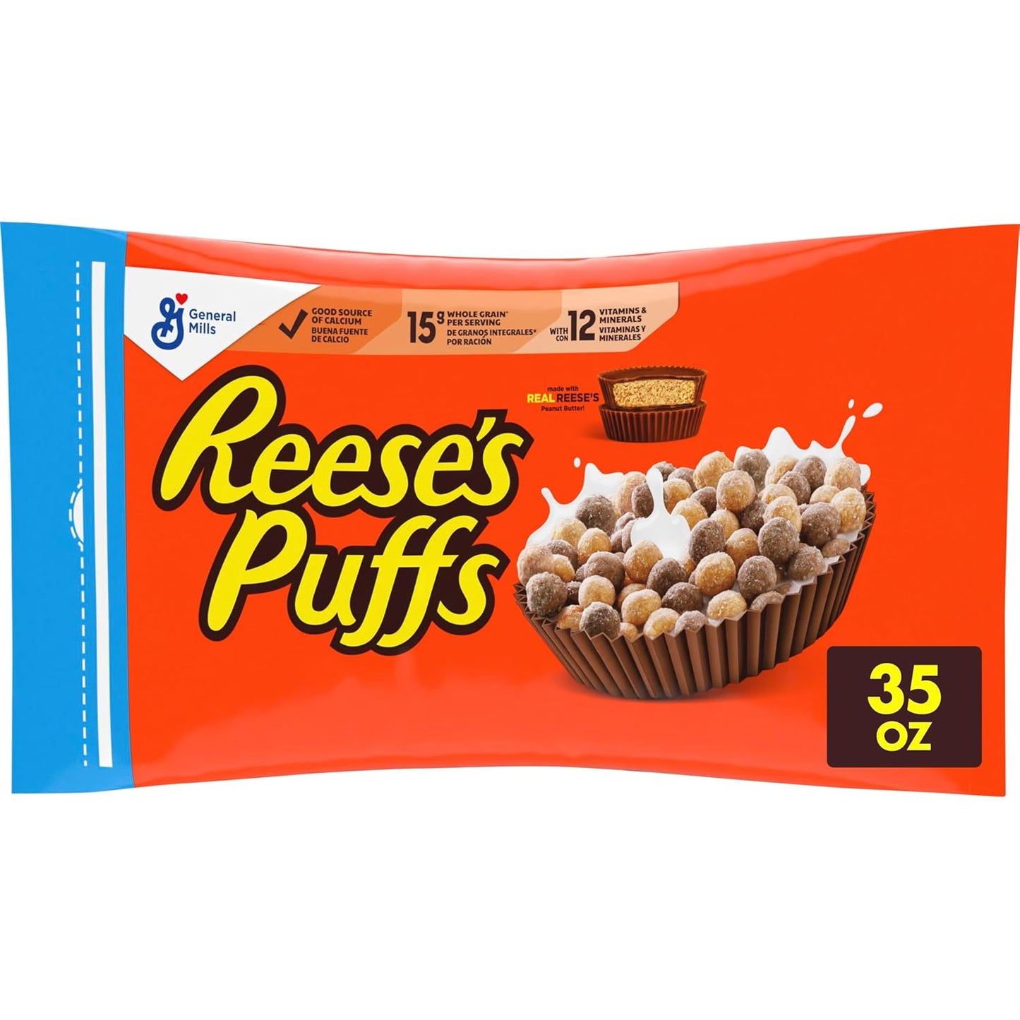 REESE'S PUFFS Breakfast Cereal, Chocolatey Peanut Butter Cereal, 11.5 Oz