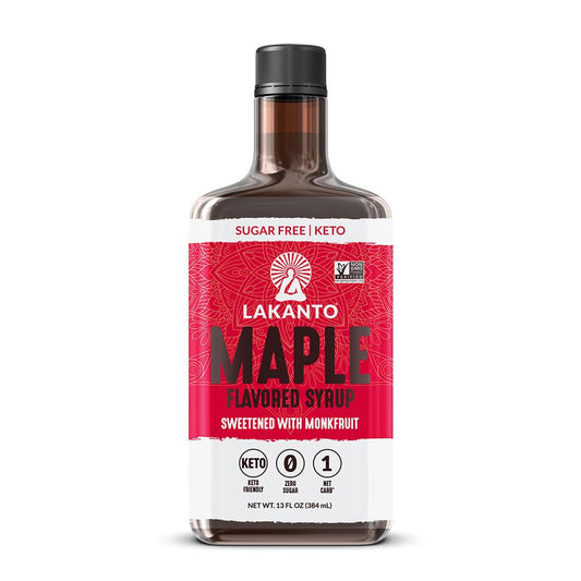 Lakanto Sugar Free Maple Syrup with Monk Fruit & Erythritol for Pancakes, Waffles, Oatmeal, Coffee, Tea, Granola, Frosting & Dressing, Zero Sugar, Keto, Vegan, Gluten Free, 1 G Net Carbs, 13 Fl Oz