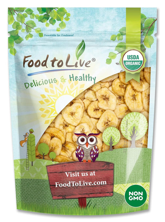 Food to Live Organic Banana Chips, 2 Pounds Sweetened, Unsulfured, Non-Gmo, Kosher, Vegan, Bulk - Big Mart USA