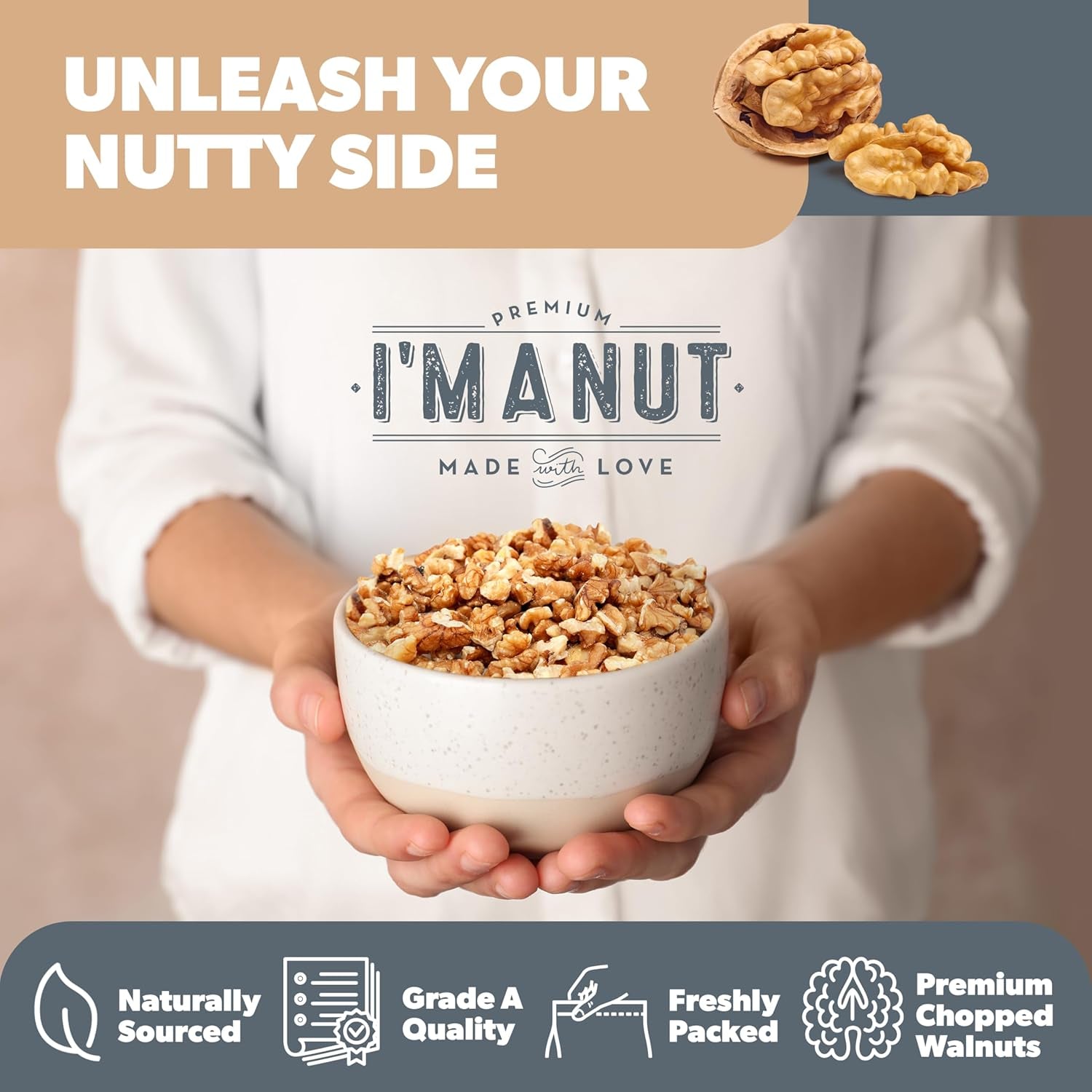 Premium Raw Walnut Halves & Pieces 48Oz (3 Lb) - 100% Natural, No-Ppo, Non-Gmo, Batch-Tested Gluten & Peanut Free, Kosher, Small Batch Quality - Big Mart USA