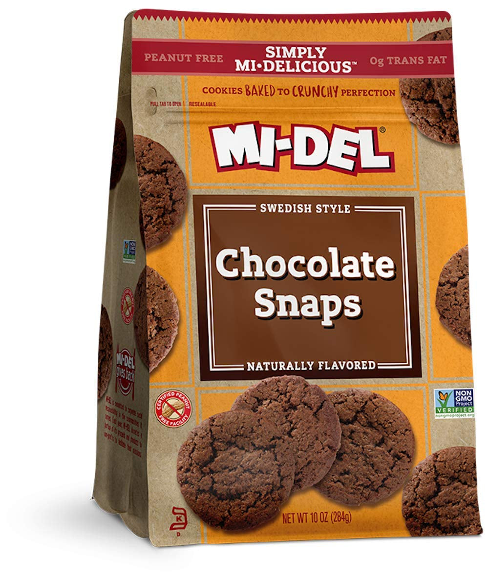Mi-Del Ginger Snaps - Crunchy Ginger Cookies Made with Real Ginger - Swedish Ginger Snaps Cookies Old Fashioned - Non-Gmo Certified, 0G Trans Fat, Healthy Cookies (Pack of 8)