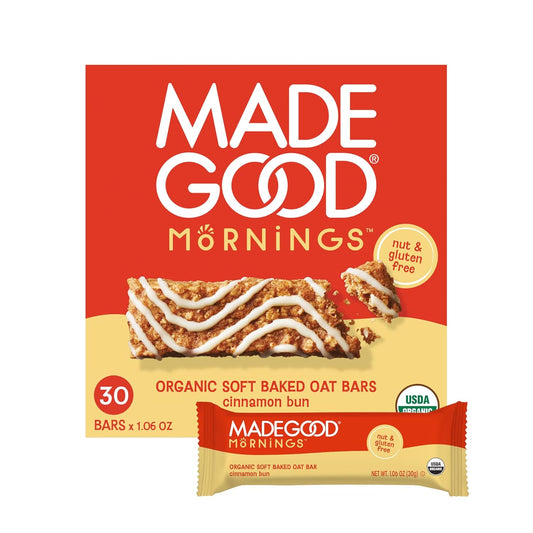Madegood Mornings Soft Baked Breakfast Bars, Cinnamon Bun 1.06 Oz (30 Count) Gluten Free Snacks - Big Mart USA